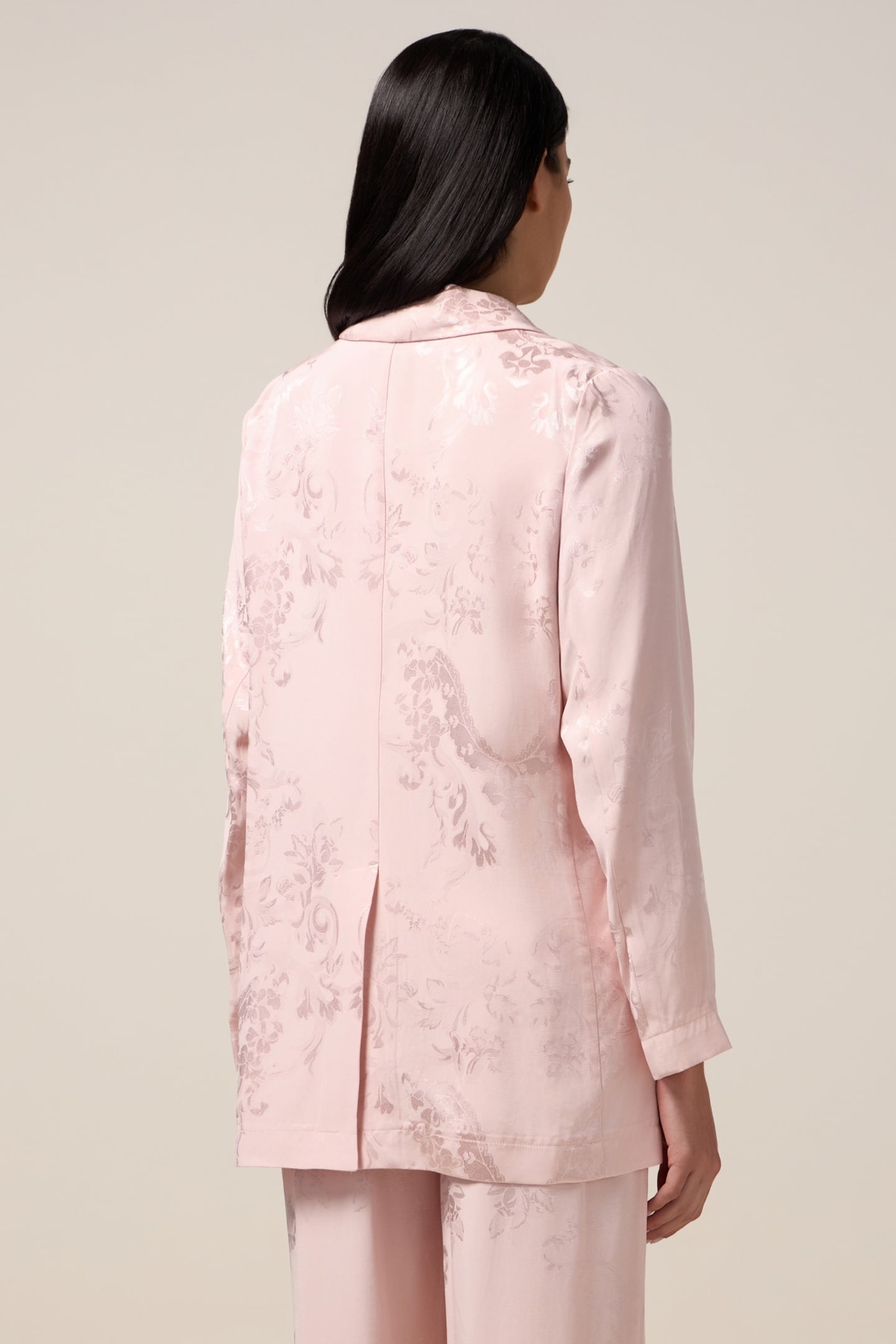 JACQUARD BLAZER WITH BROOCH PINK 2