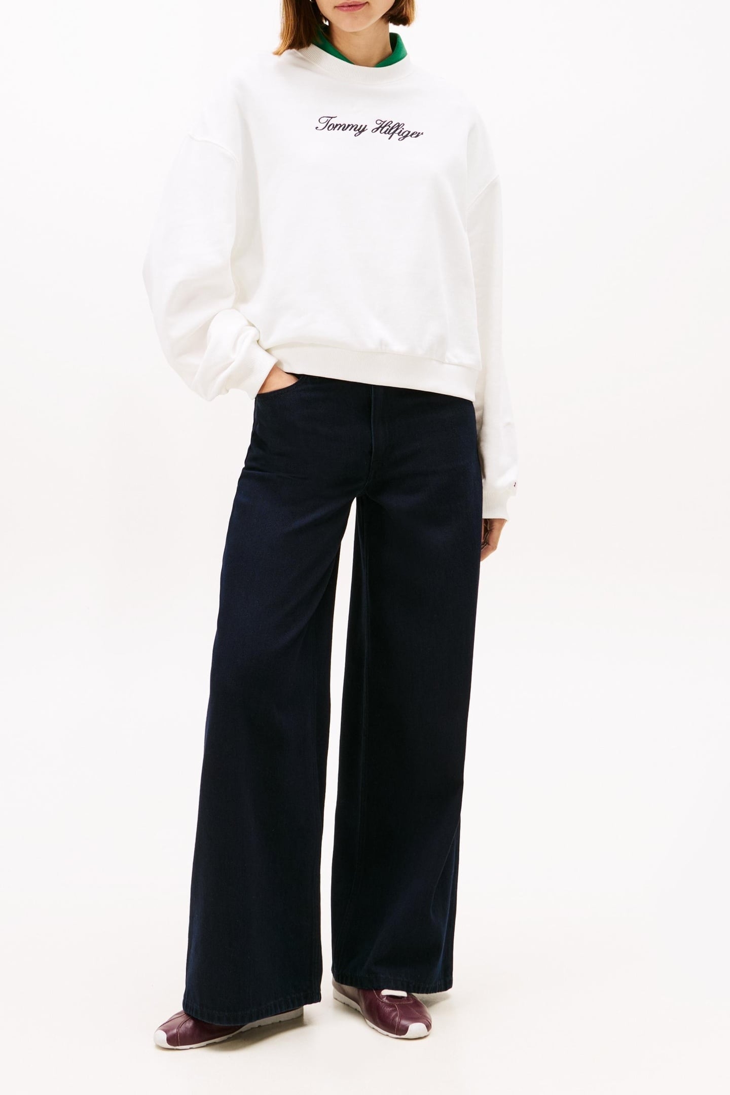 GOLD BUTTON SCRIPT TERRY PULLOVER SWEATSHIRT ECRU 2