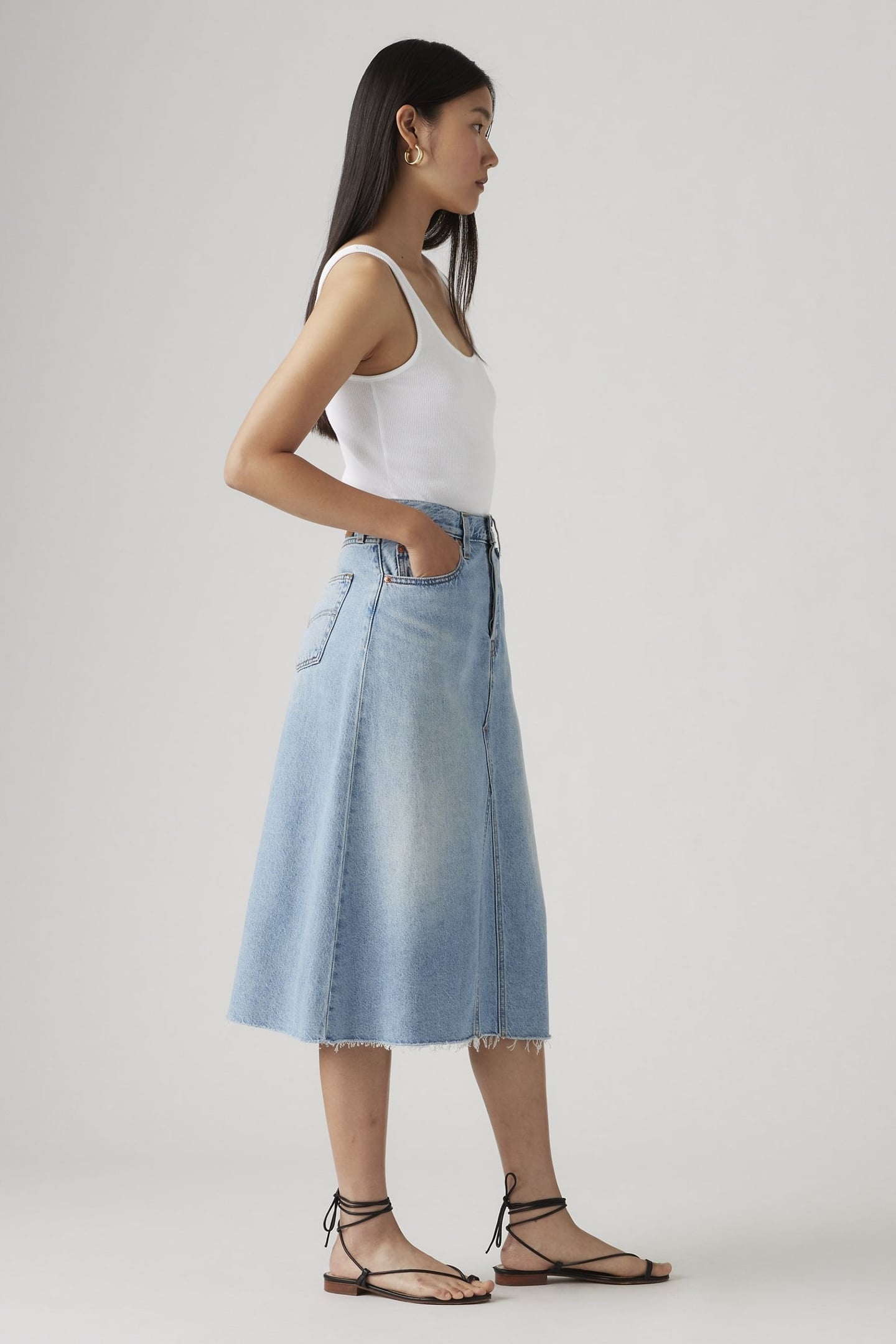 HIGH RISE A LINE DECON SKIRT BLUE 6