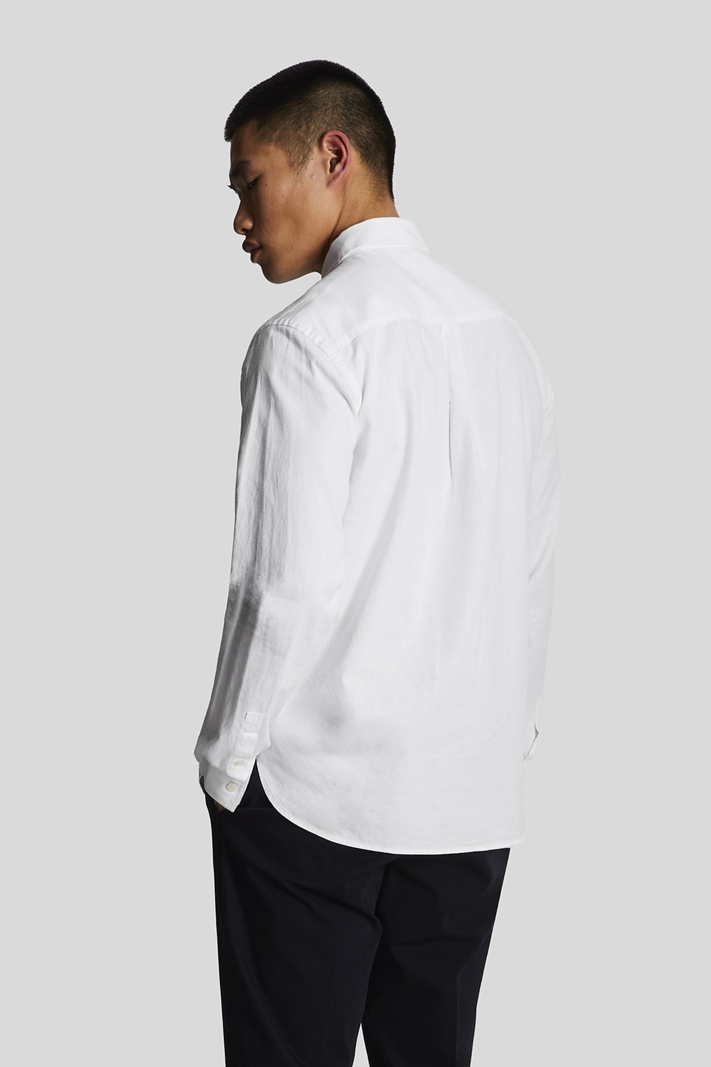 COTTON LINEN BUTTON DOWN SHIRT WHITE 3