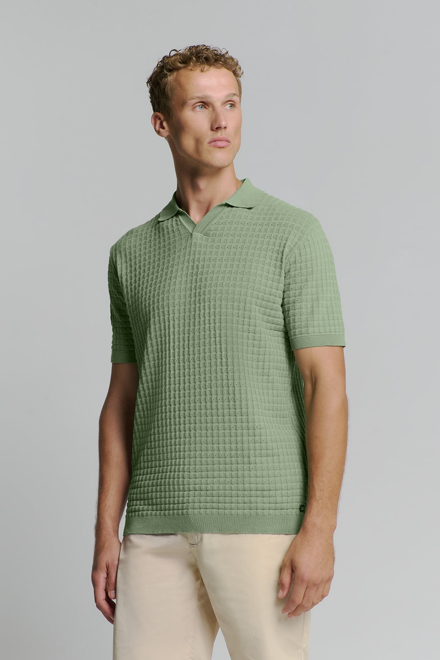 PULLOVER SHORT SLEEVE POLO V SOLID JACQUARD GREEN 3