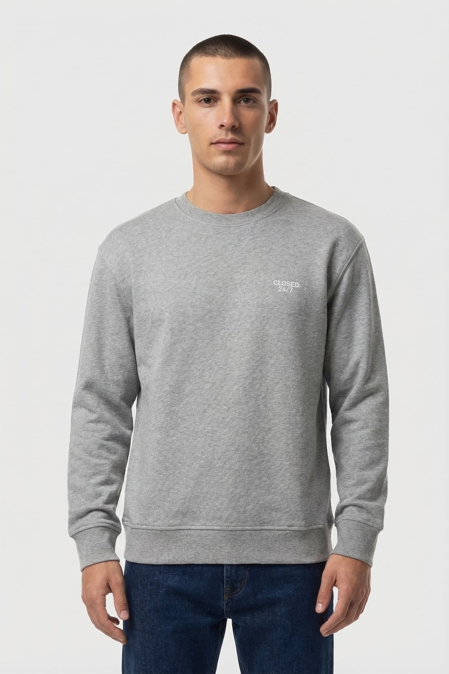 CREW SWEATSHIRT T-SHIRTS GREY HEATHER MELANGE 1