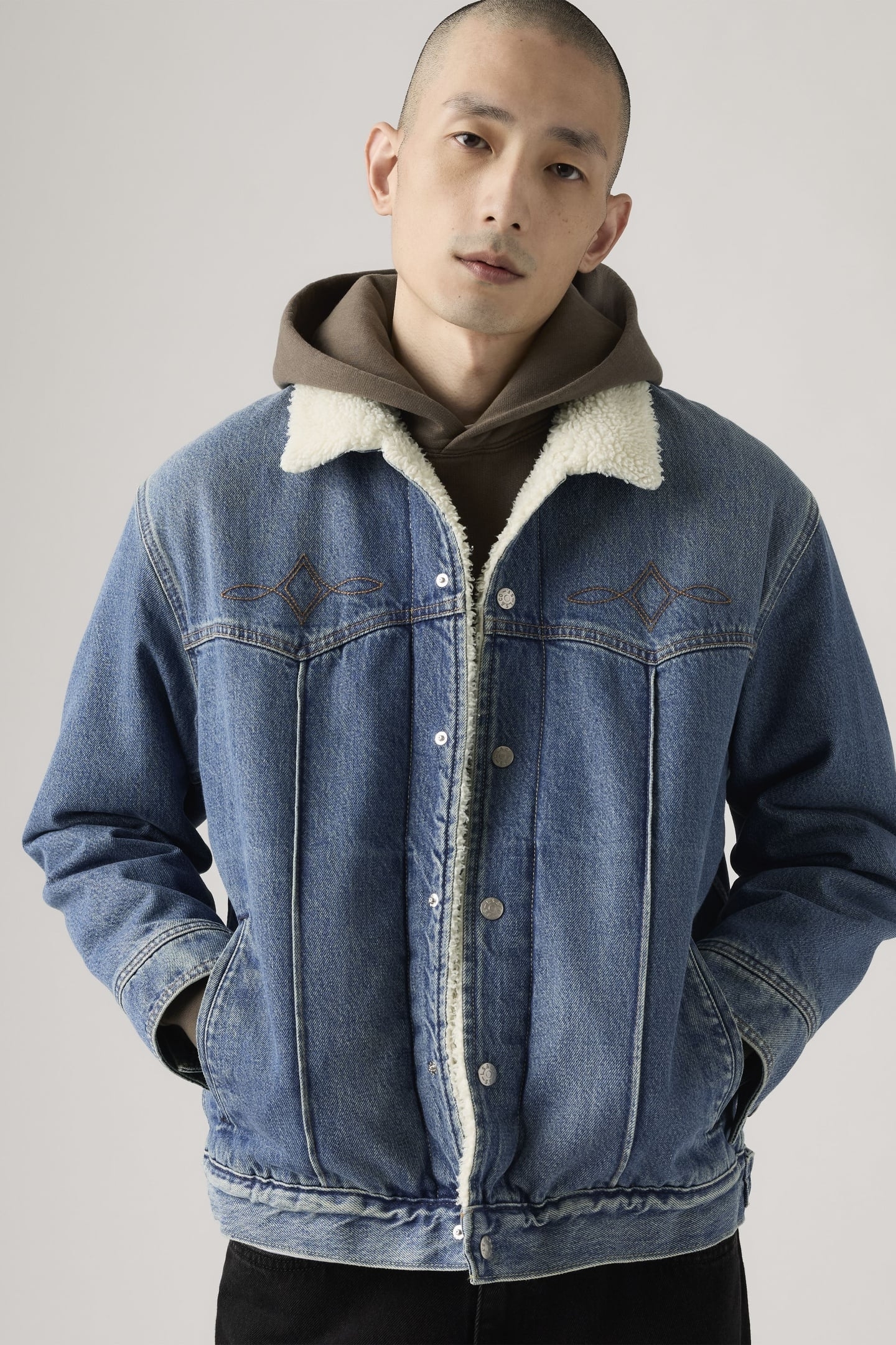 WESTERN SHERPA TRUCKER JACKET BLUE 1