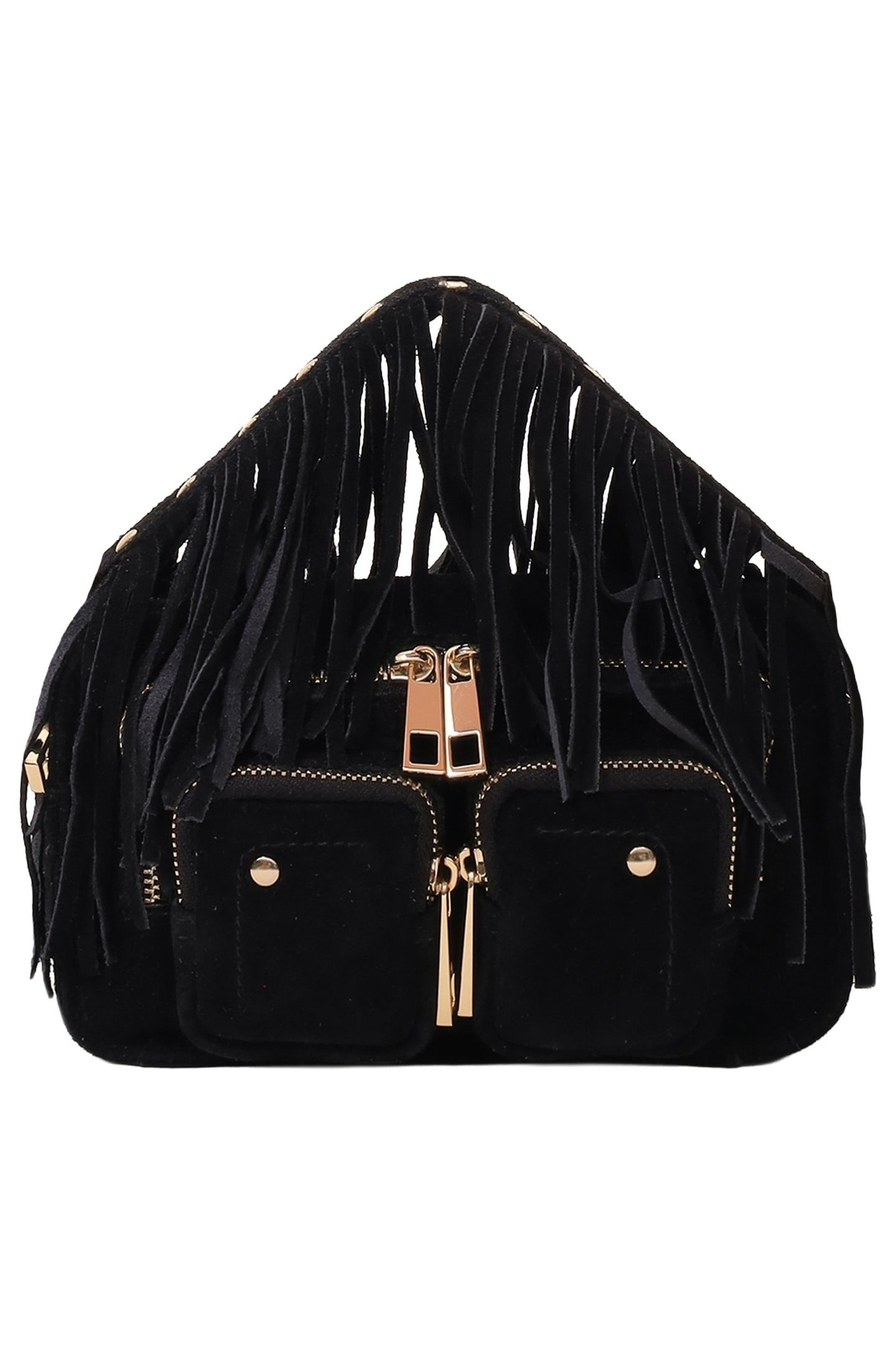 HELENA FRINGE SUEDE BLACK W. GOLD 1
