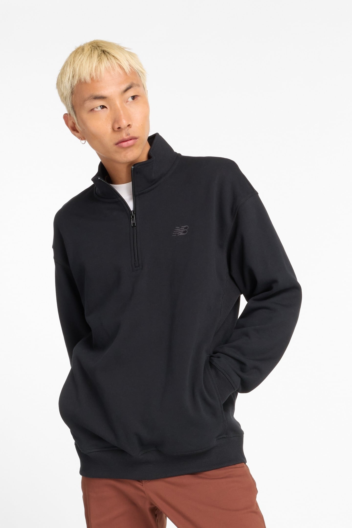 ATHLETICS FLEECE 1/2 ZIP BLACK 1
