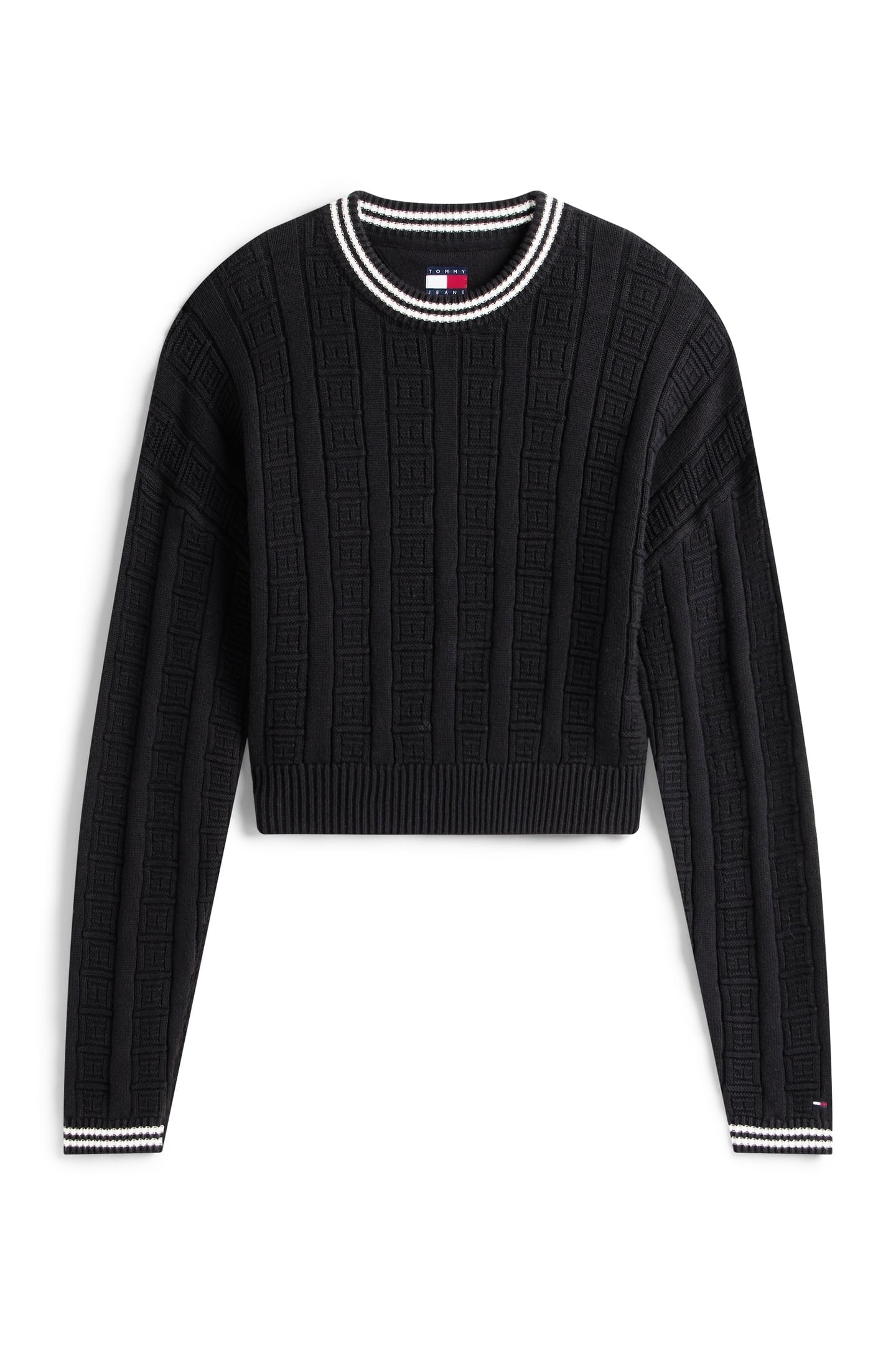 BOXY FLAG CABLE SWEATER BLACK 5