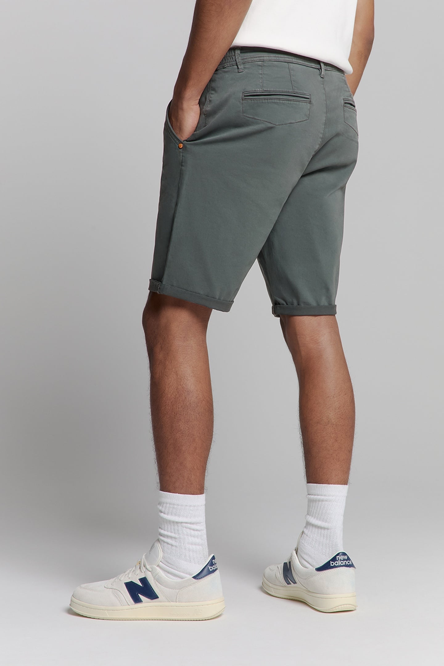 SHORT CHINO GARMENT DYED TWILL STRETCH DARK STEEL 2