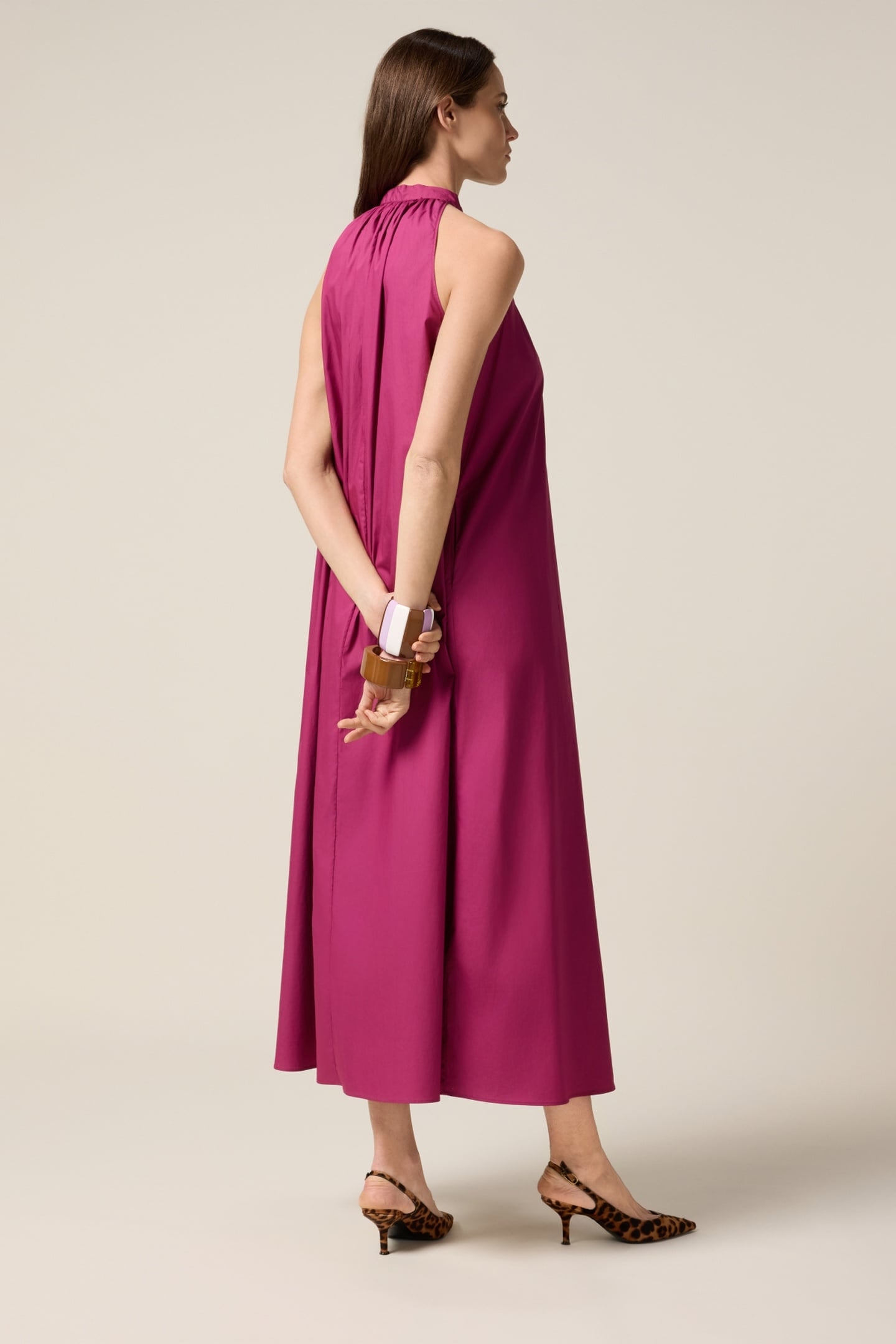 LONG POPLIN DRESS FUCHSIA 2