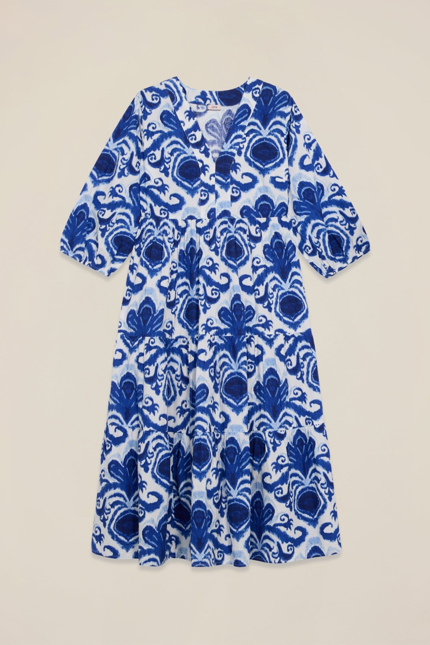 PATTERNED COTTON MIDI SHIRTDRESS BLUE 4