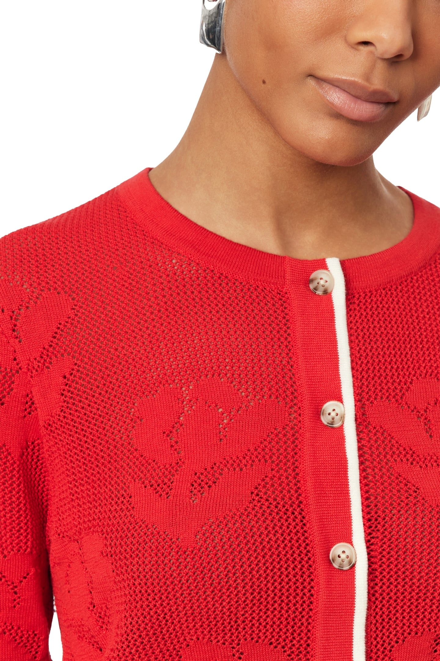 CREW NECK CARDIGAN POINSETTIA FLORAL 5