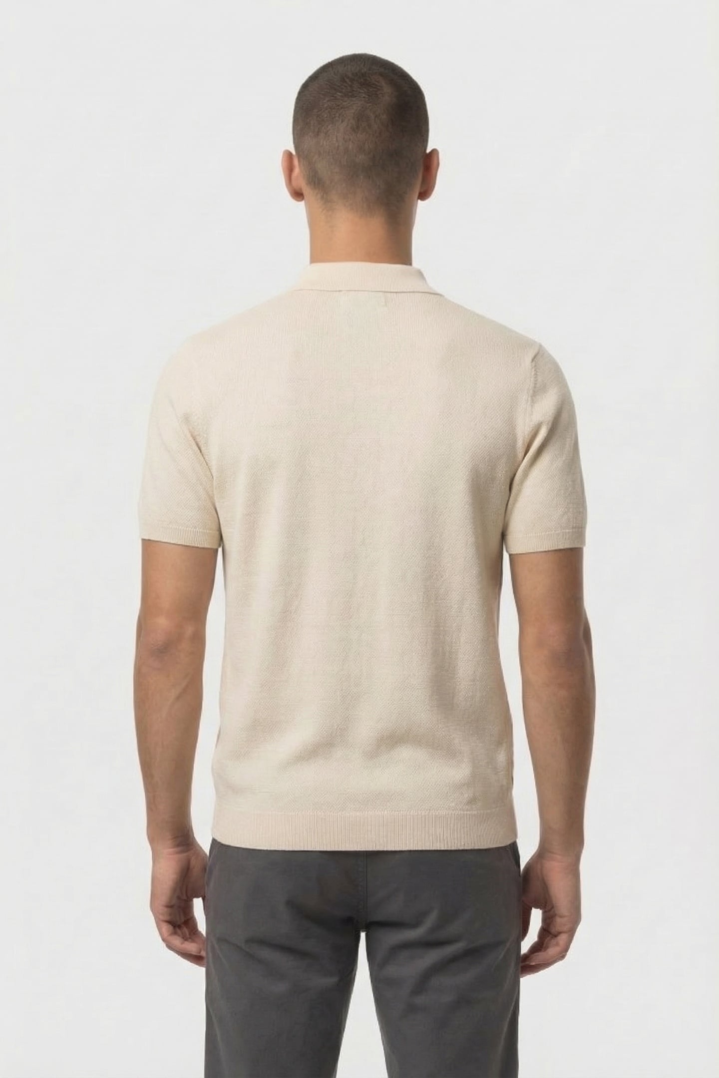 PULLOVER SHORT SLEEVE POLO BUTTON SOLID OFFWHITE 2