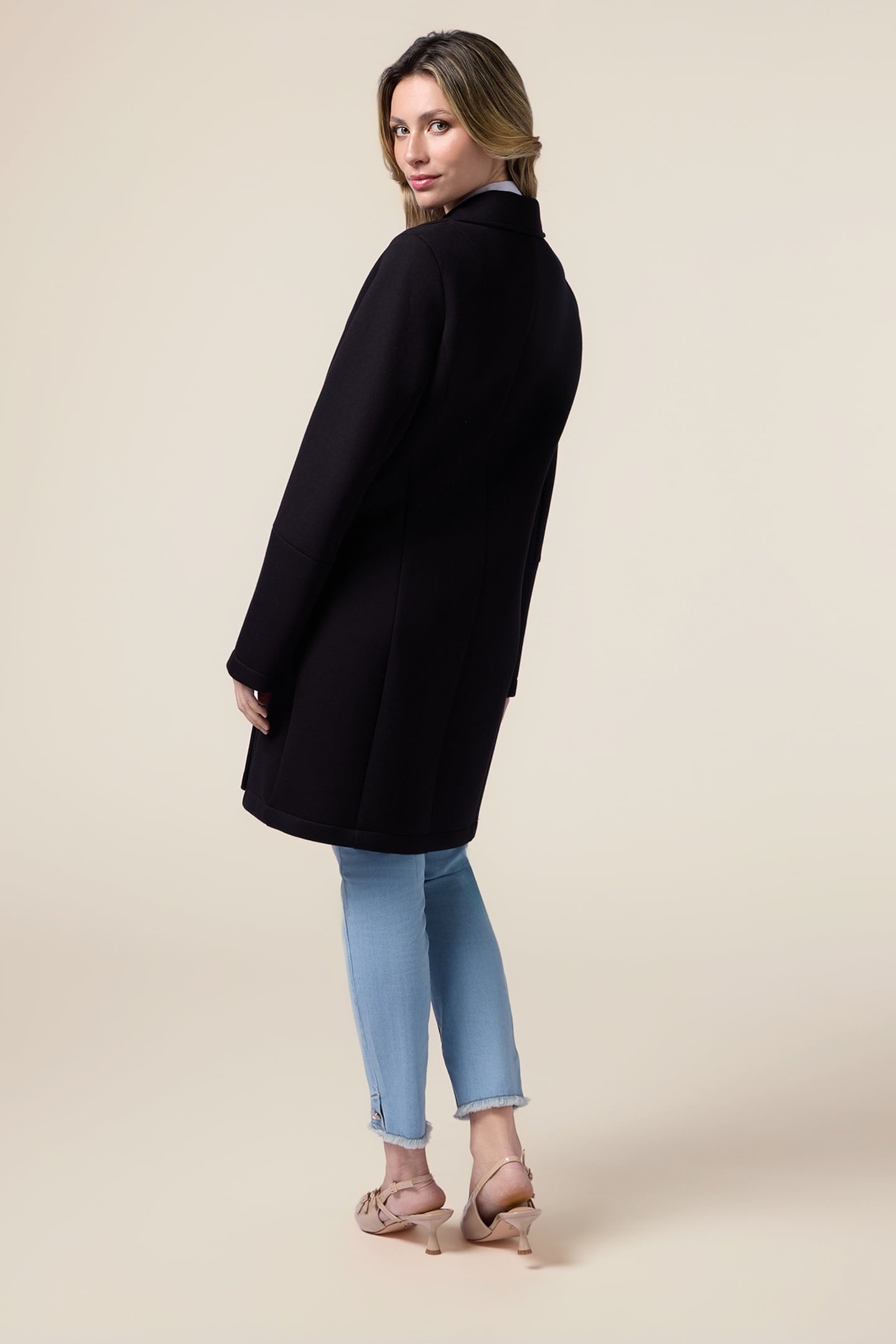 SCUBA FABRIC COAT BLACK 2