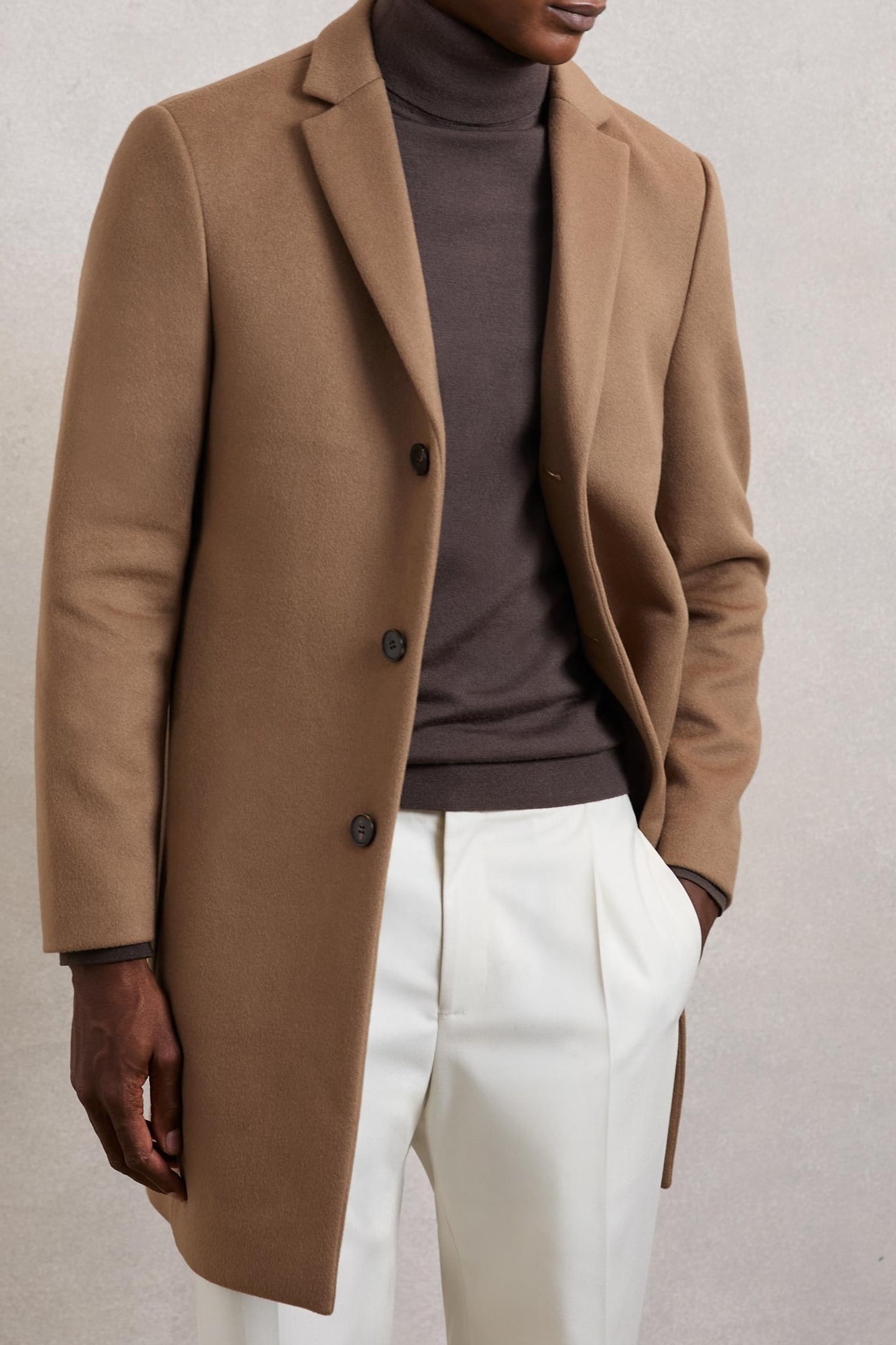 LS SB WOOL BLEND OVERCOAT LIGHT BROWN 1