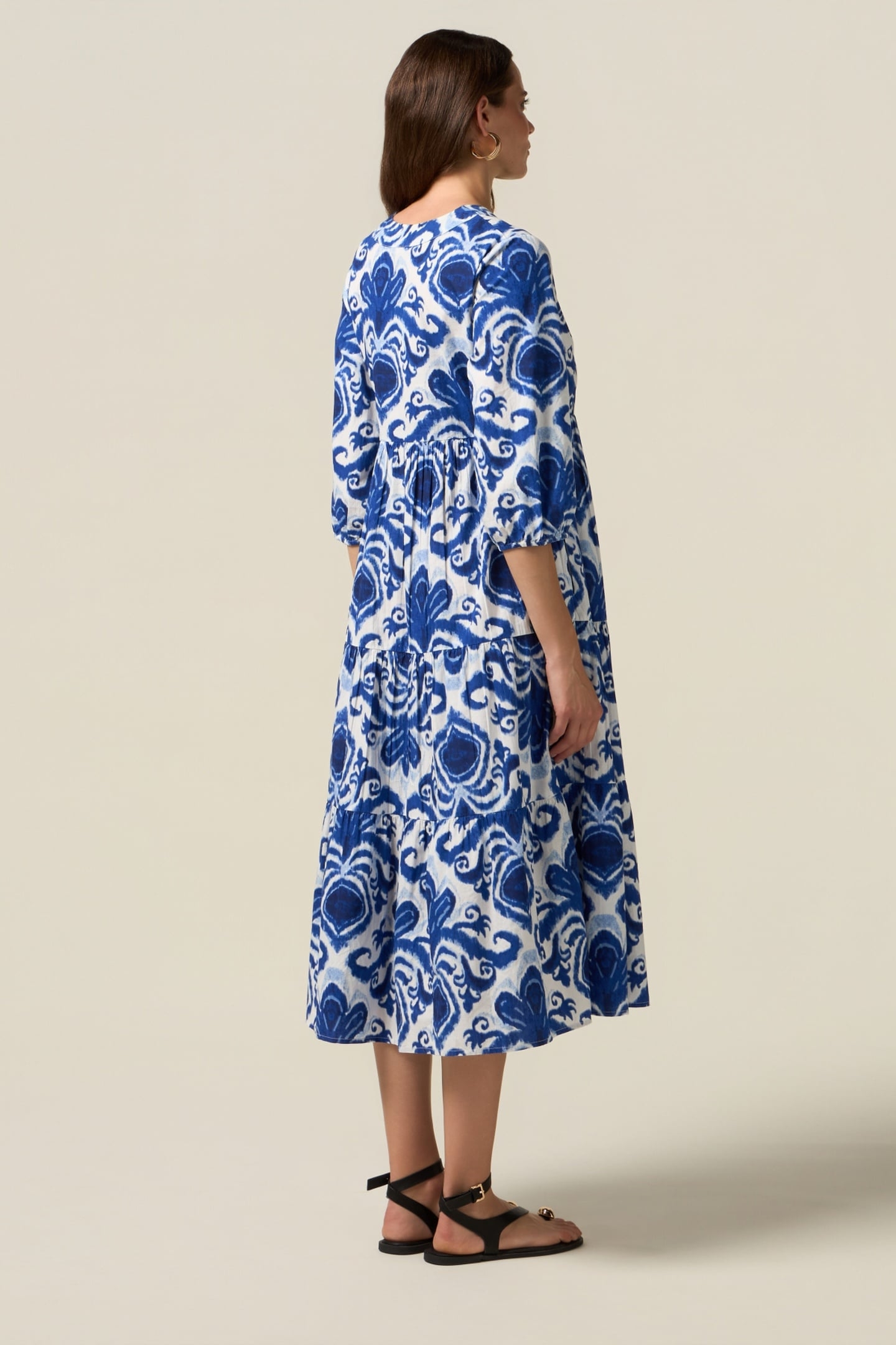 PATTERNED COTTON MIDI SHIRTDRESS BLUE 3