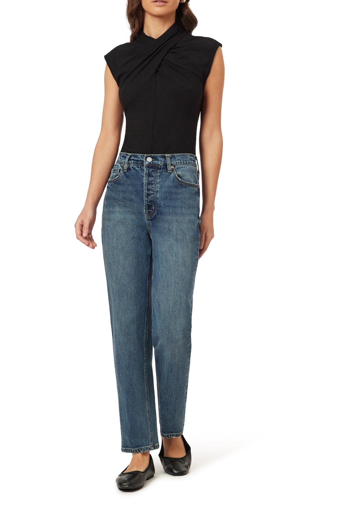 DRAPED NECK TOP BLACK NIGHT 2