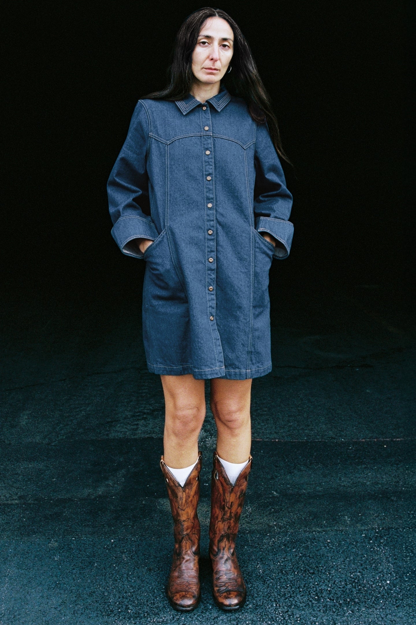MAJ WESTERN DENIM DRESS BLUE 1