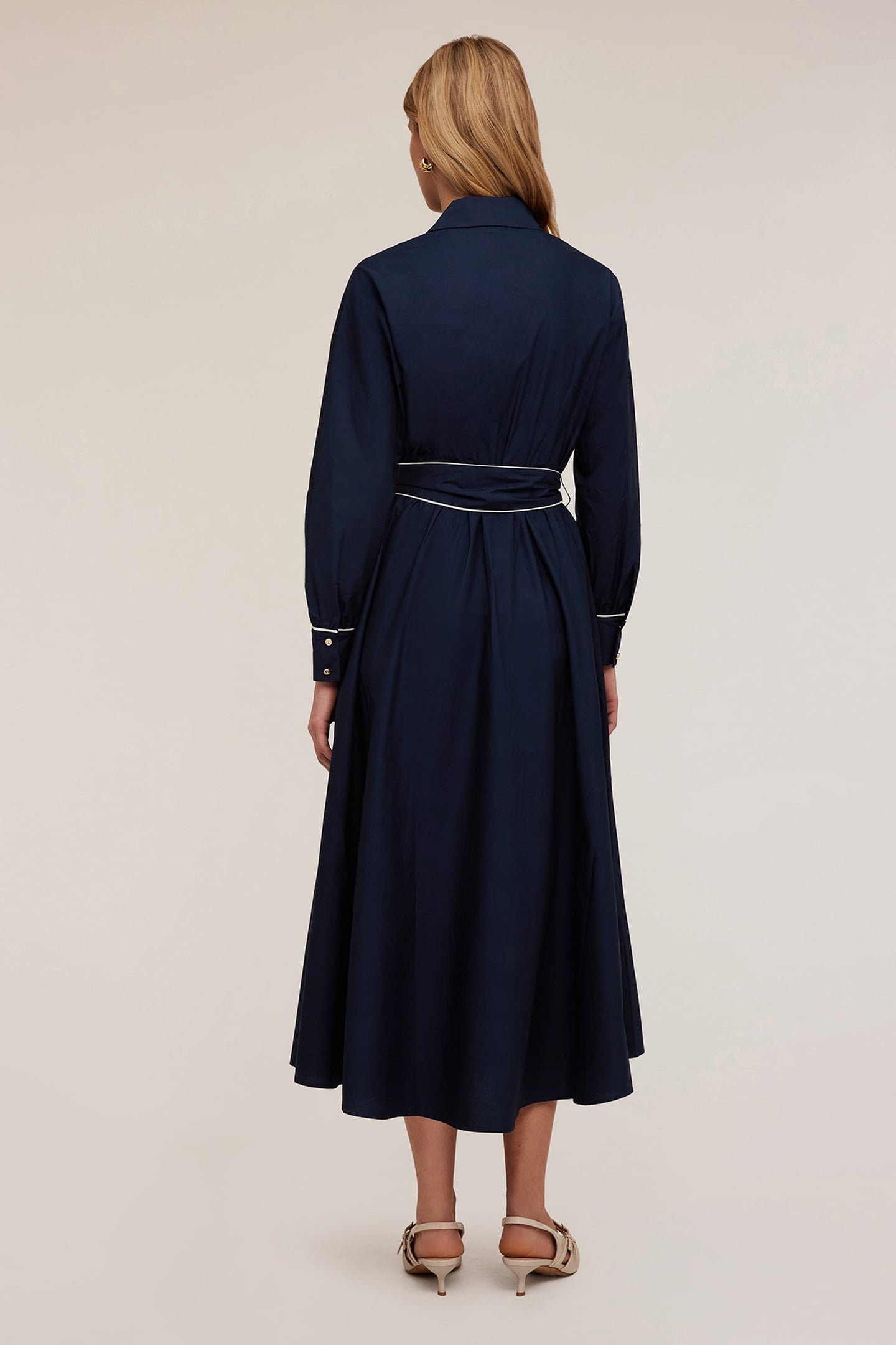 POPLIN CHEMISIER DRESS WITH PROFILES BLUE 2