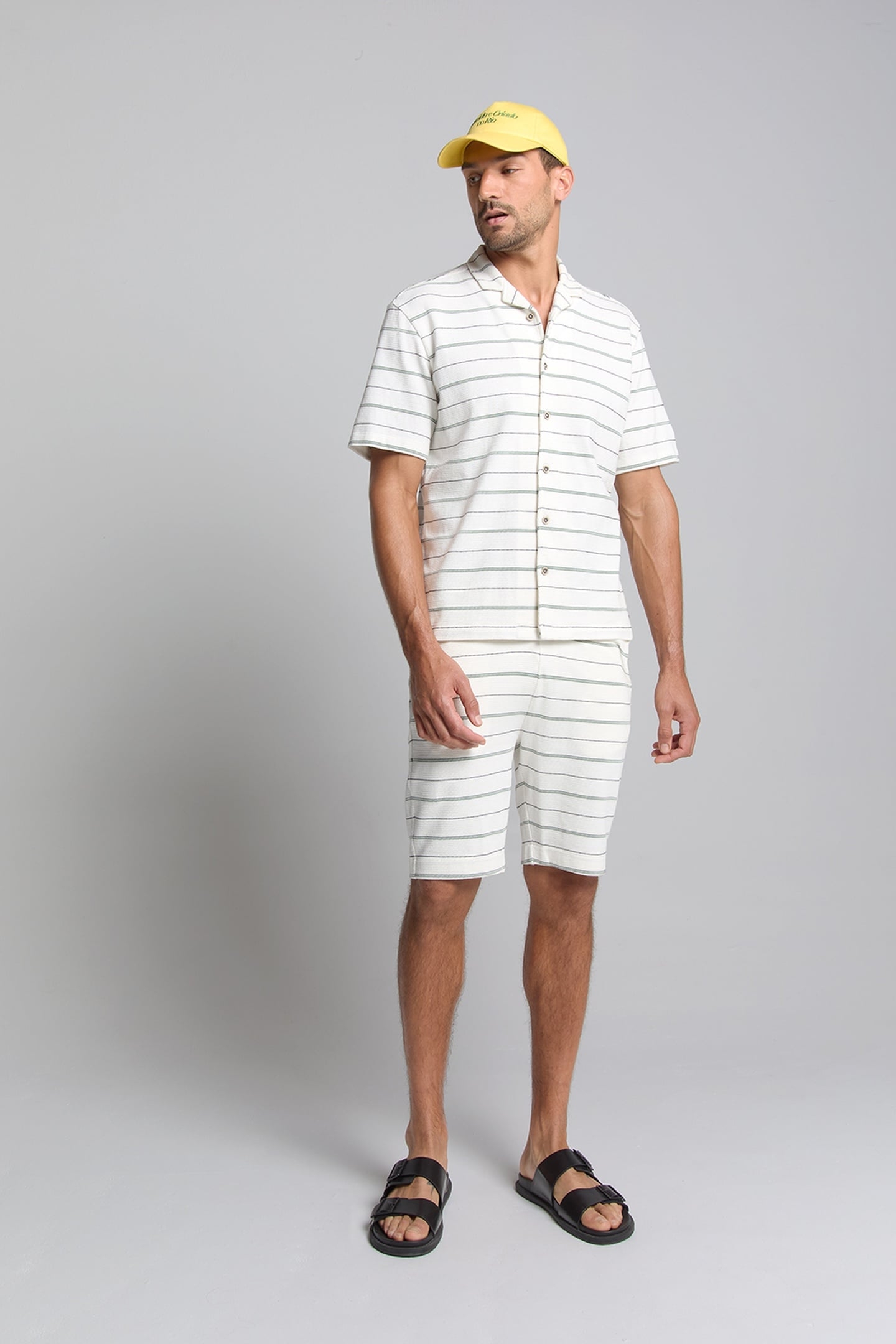 SHIRT SHORT SLEEVE JERSEY REVERS COLLAR STRIPES OFFWHITE 2