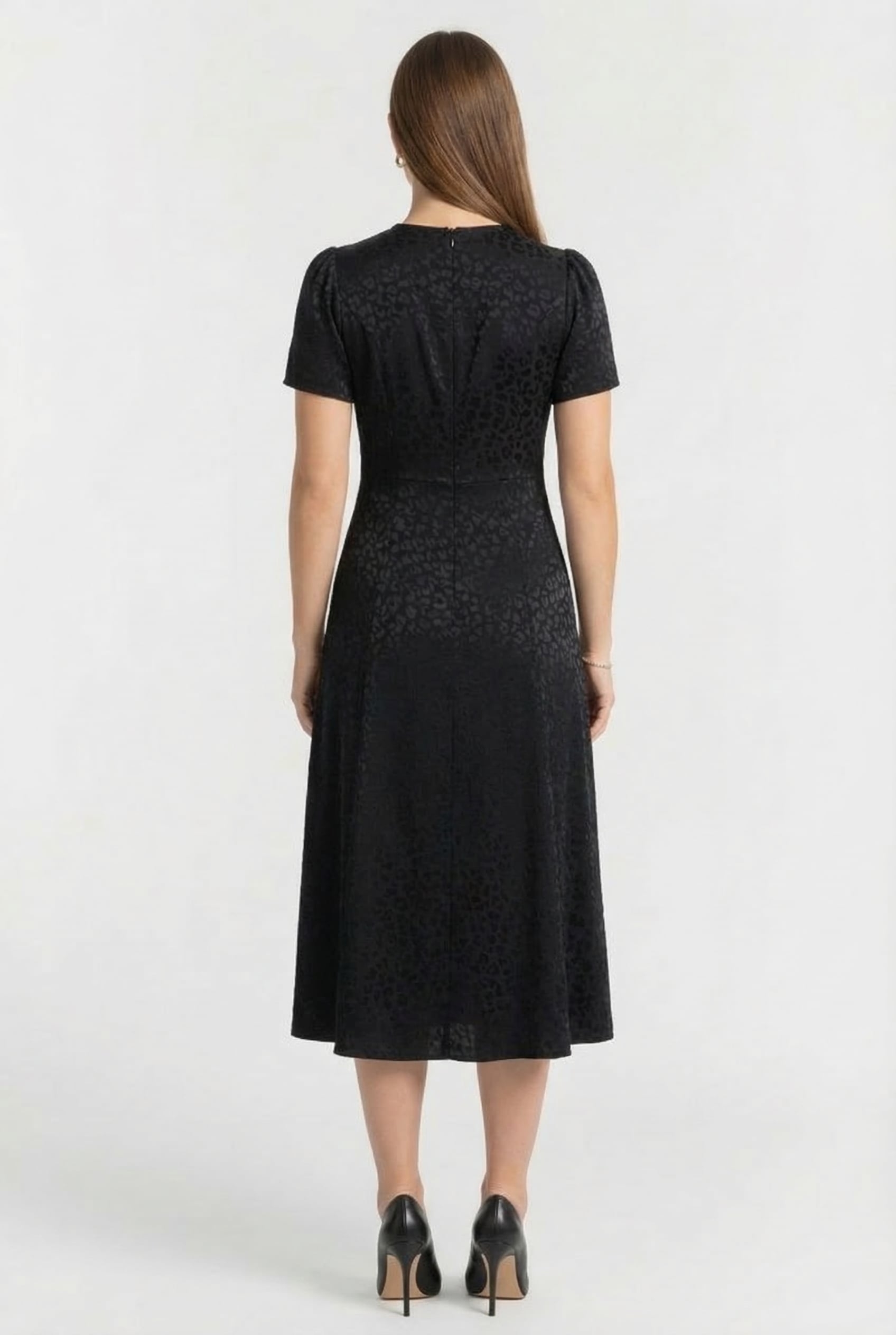 MIDI DRESS IN BLACK ANIMAL JAQUARD 2