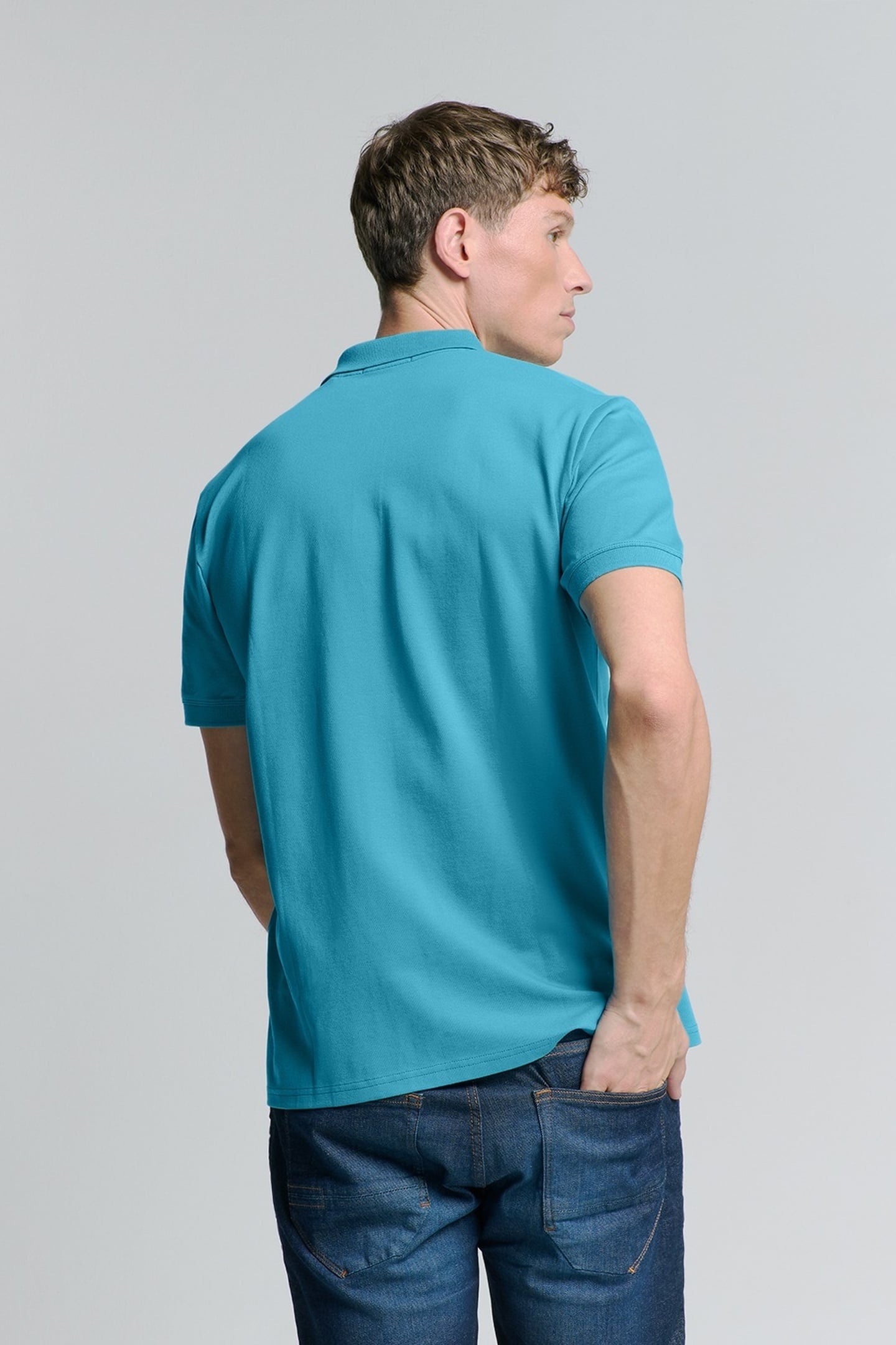 POLO PIQUE SOLID STRETCH SEABLUE 4