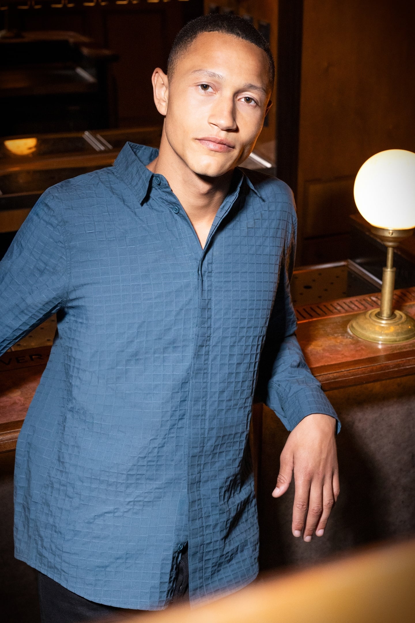 MM-SBWOVEN CUBE SHIRT DARKGREEN 7