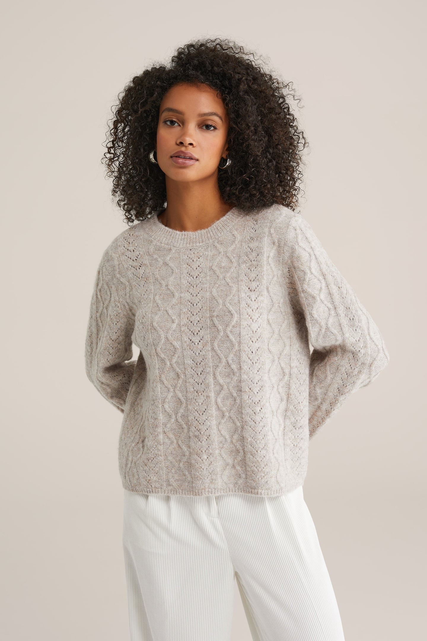 KNITTED PULLOVER GREIGE 1