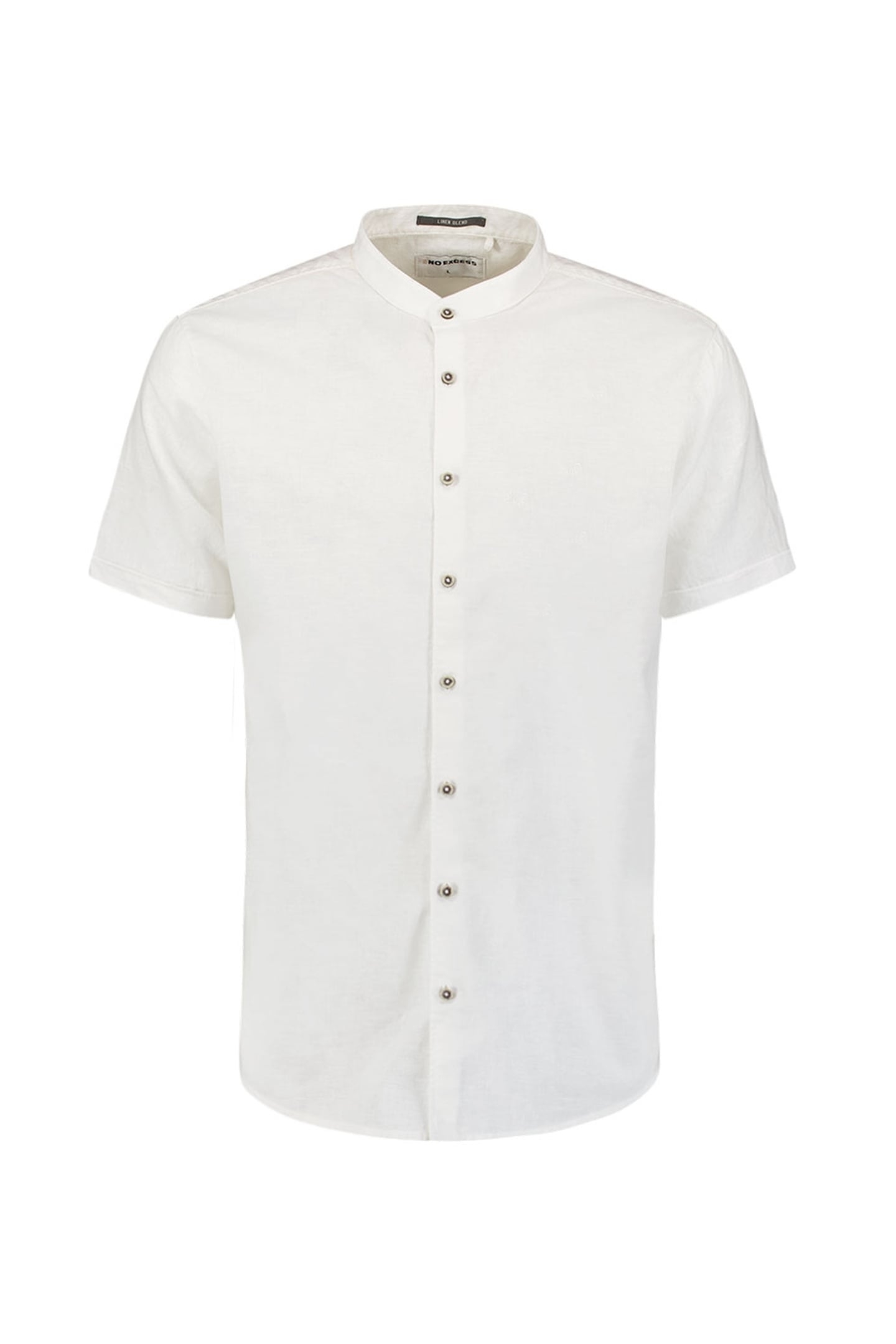 SHIRT SHORT SLEEVE GRANDDAD SOLID WITH LINEN WHITE 1