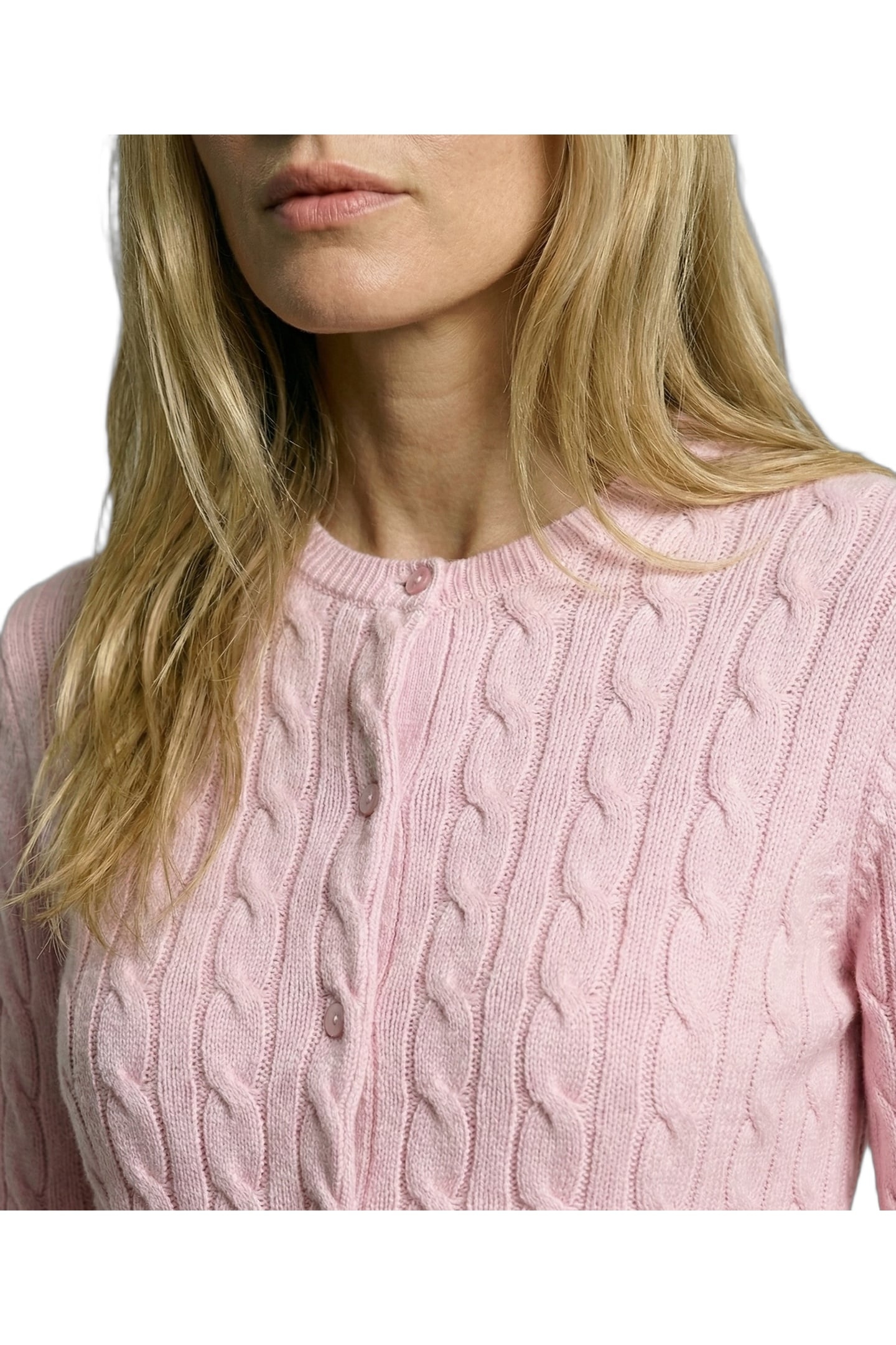 CABLE BUTTON CARDIGAN LIGHT PINK 6