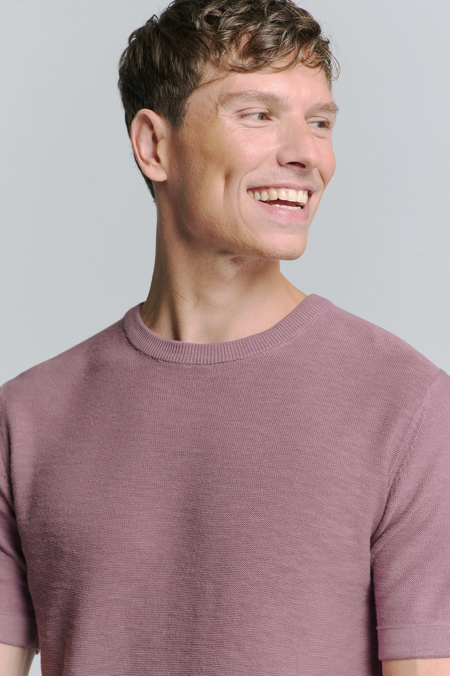 PULLOVER SHORT SLEEVE CREWNECK SOLID SLUB KNIT MAUVE 7