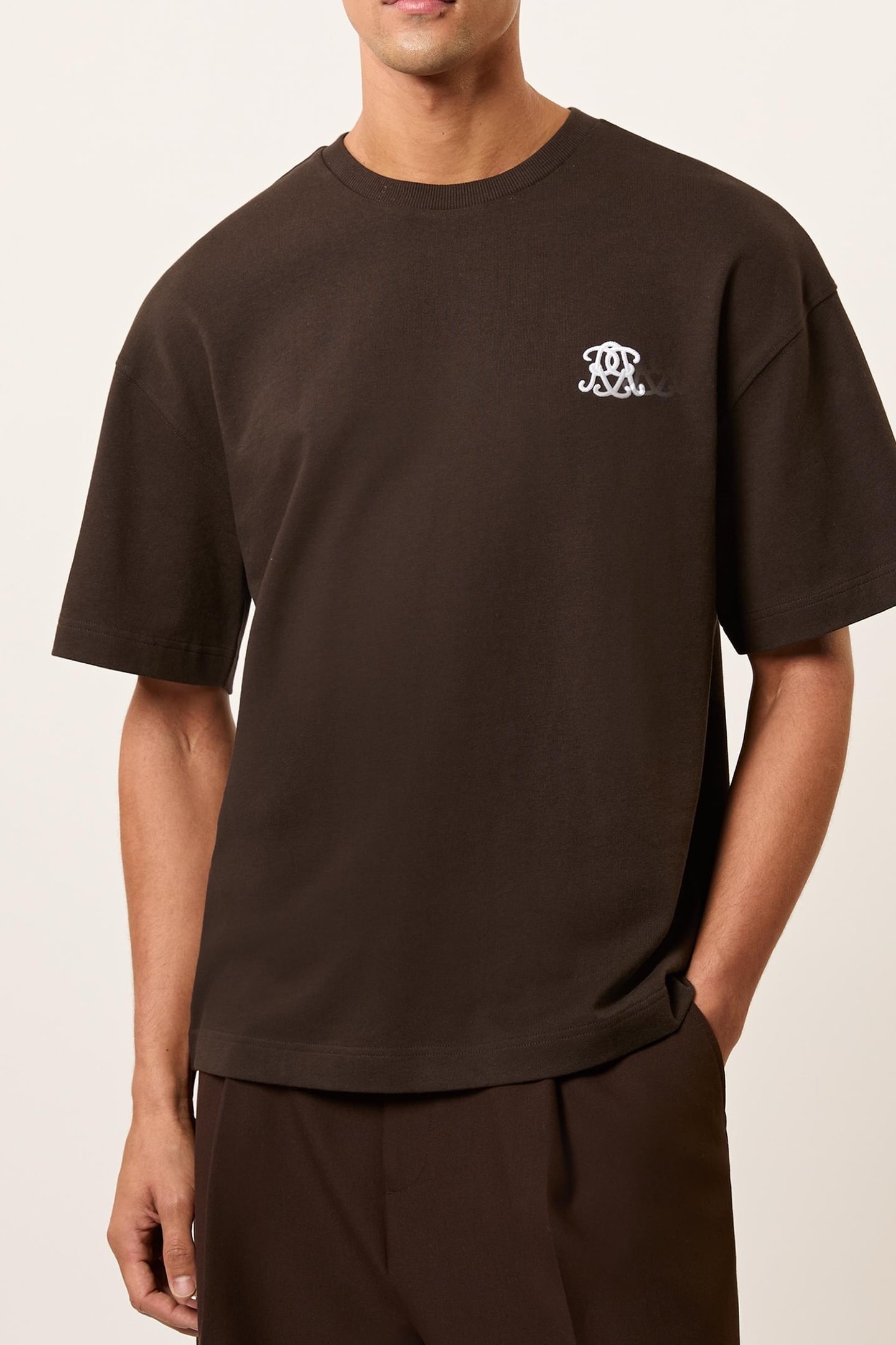 SS OVERSIZED MOTIF TEE SHIRT BROWN 1