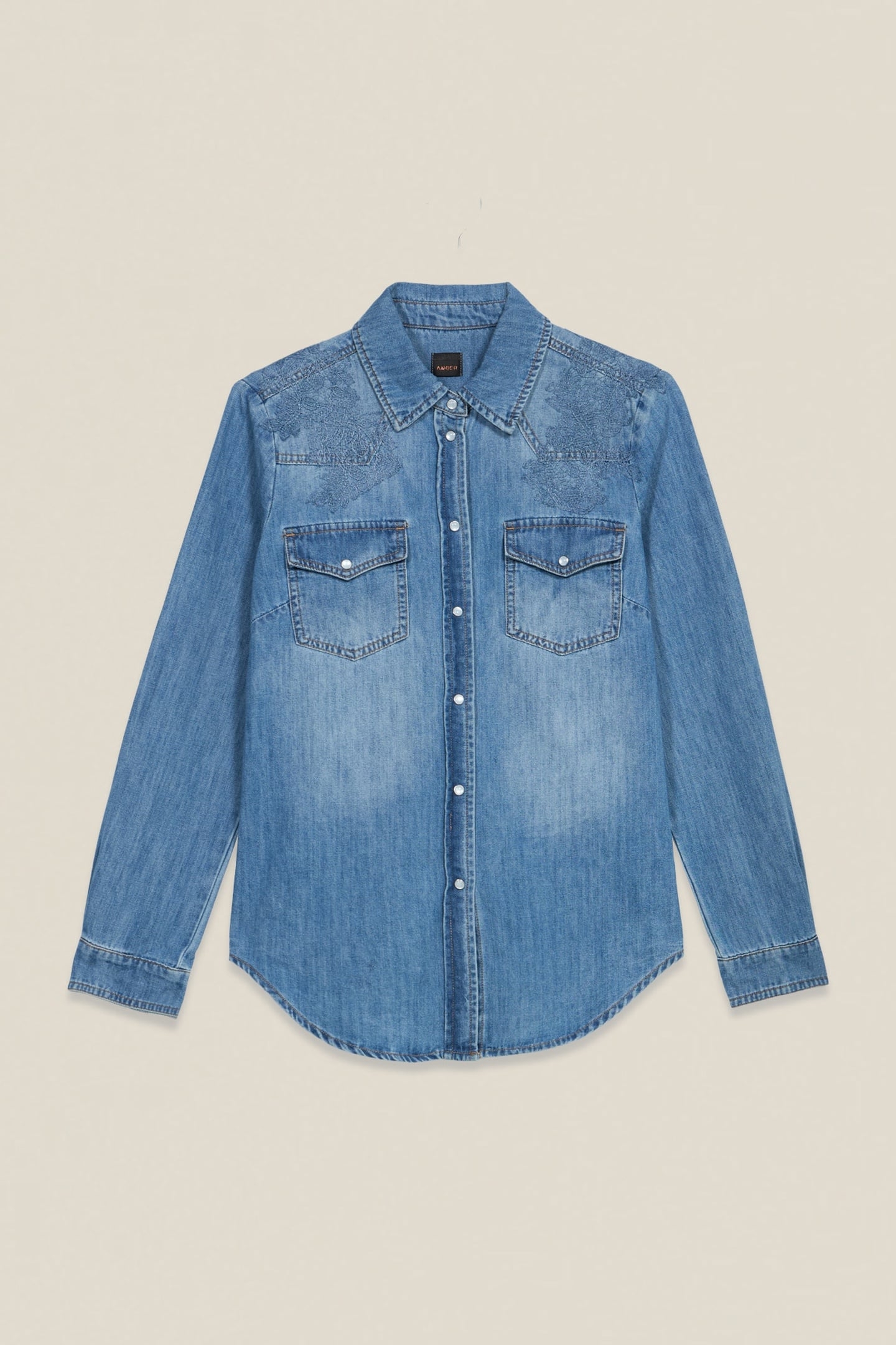 STONE WASHED DENIM SHIRT LIGHT BLUE 3
