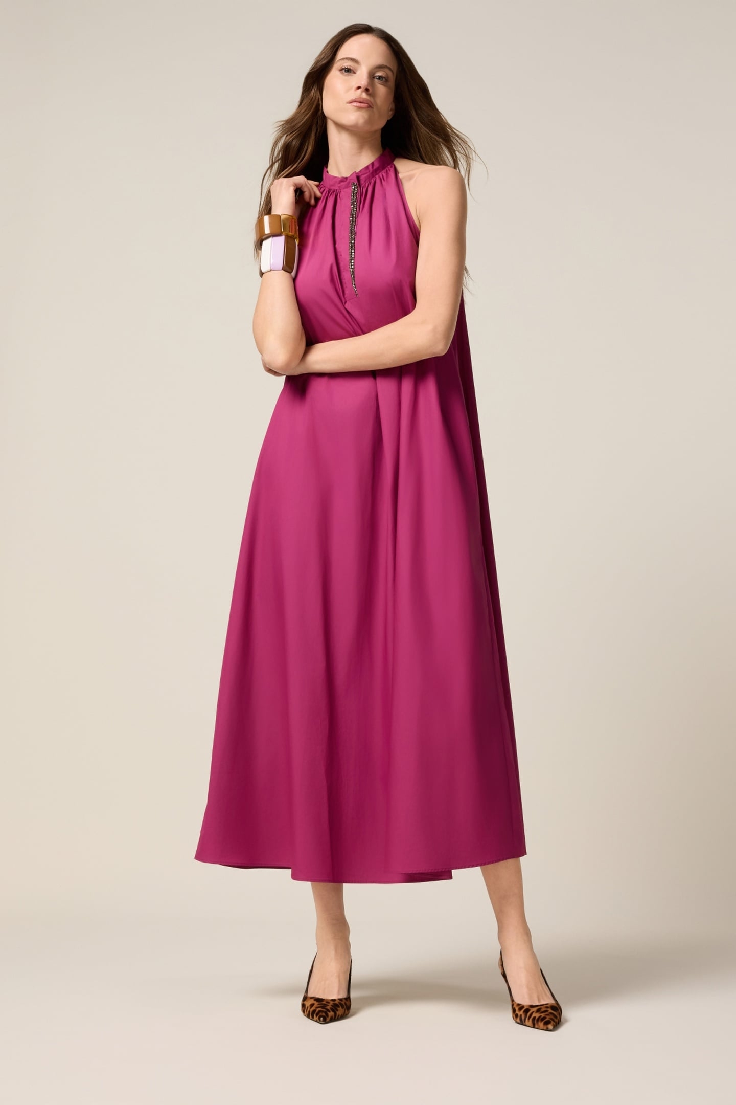 LONG POPLIN DRESS FUCHSIA 1