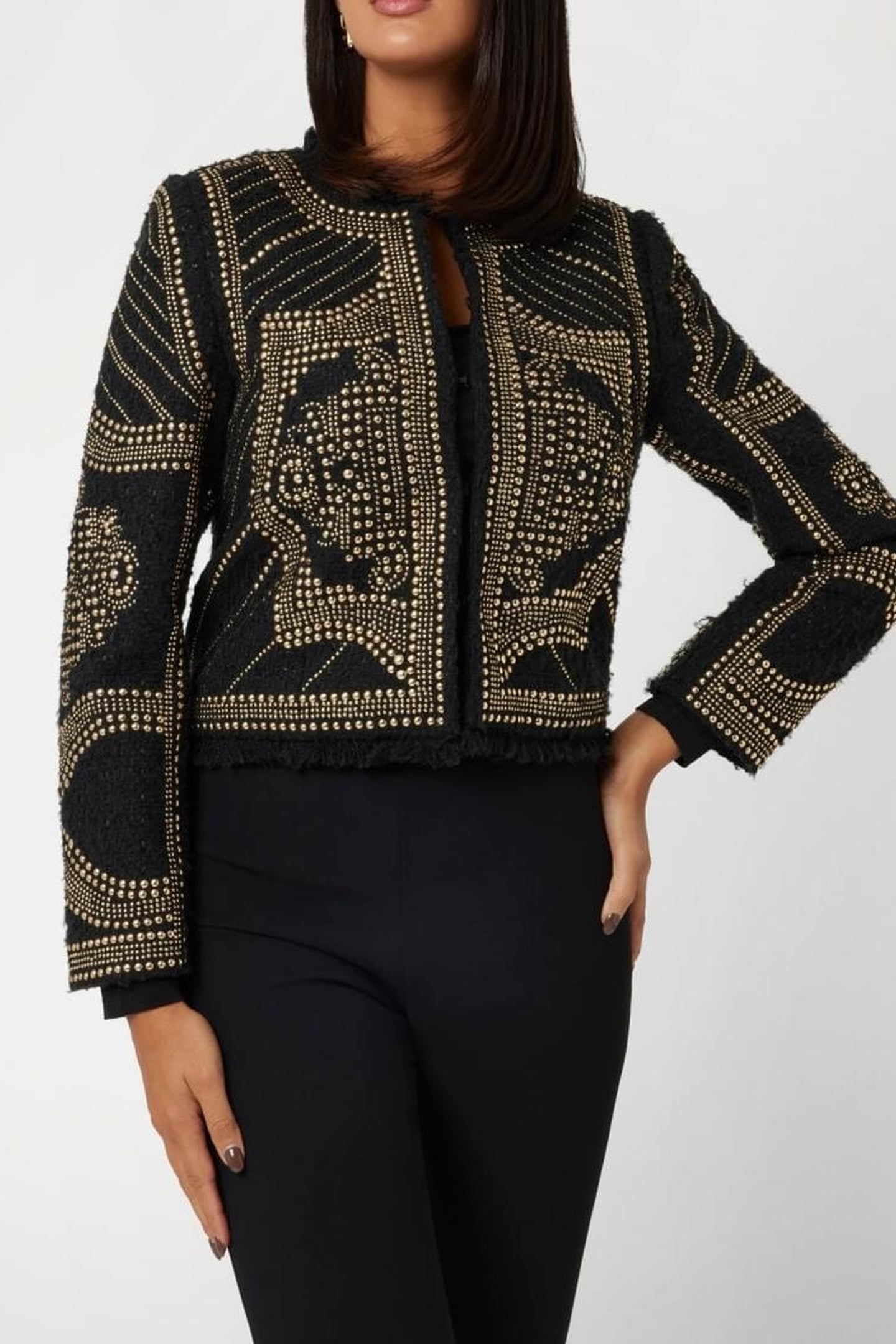 MARCIANO BY GUESS HELENE CROPPED STUDDED JACKET BLACK/GOLD 3