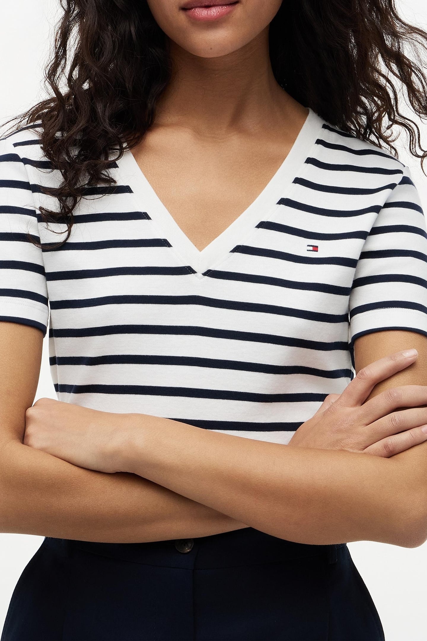 SLIM CODY V-NECK SS T-SHIRT BRETON/ECU/DARK NIGHT NAVY 5