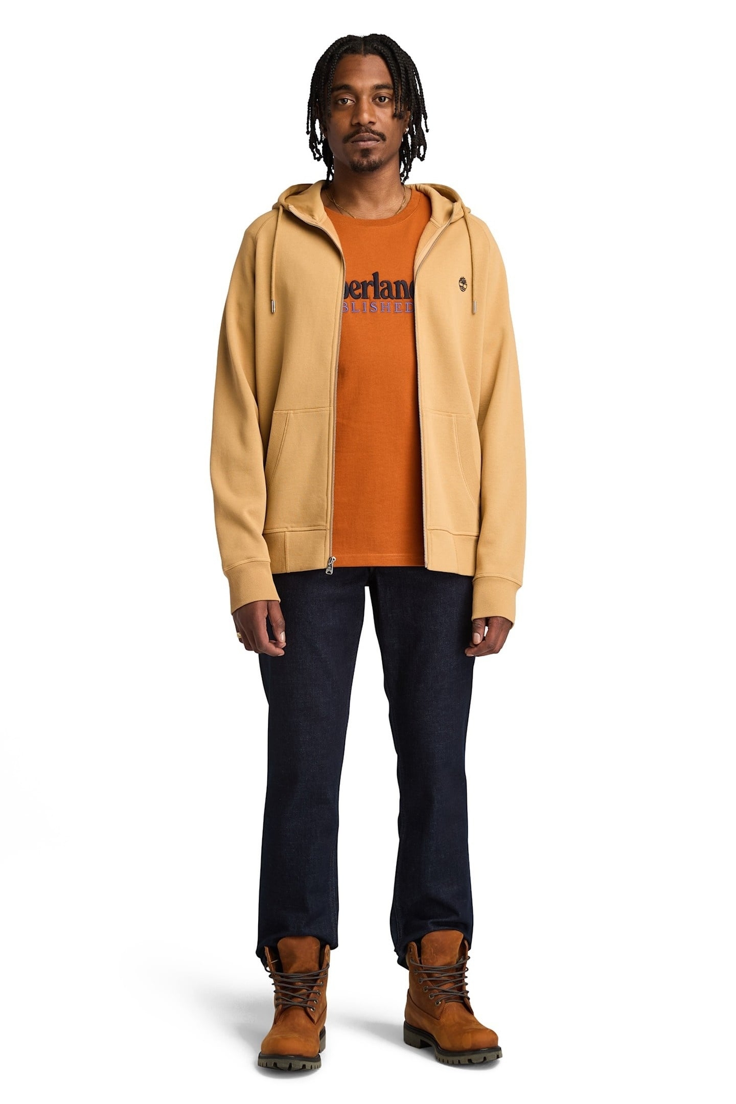 EXETER RIVER BRUSHED BACK FULL ZIP HOODIE LIGHT WHEAT 2