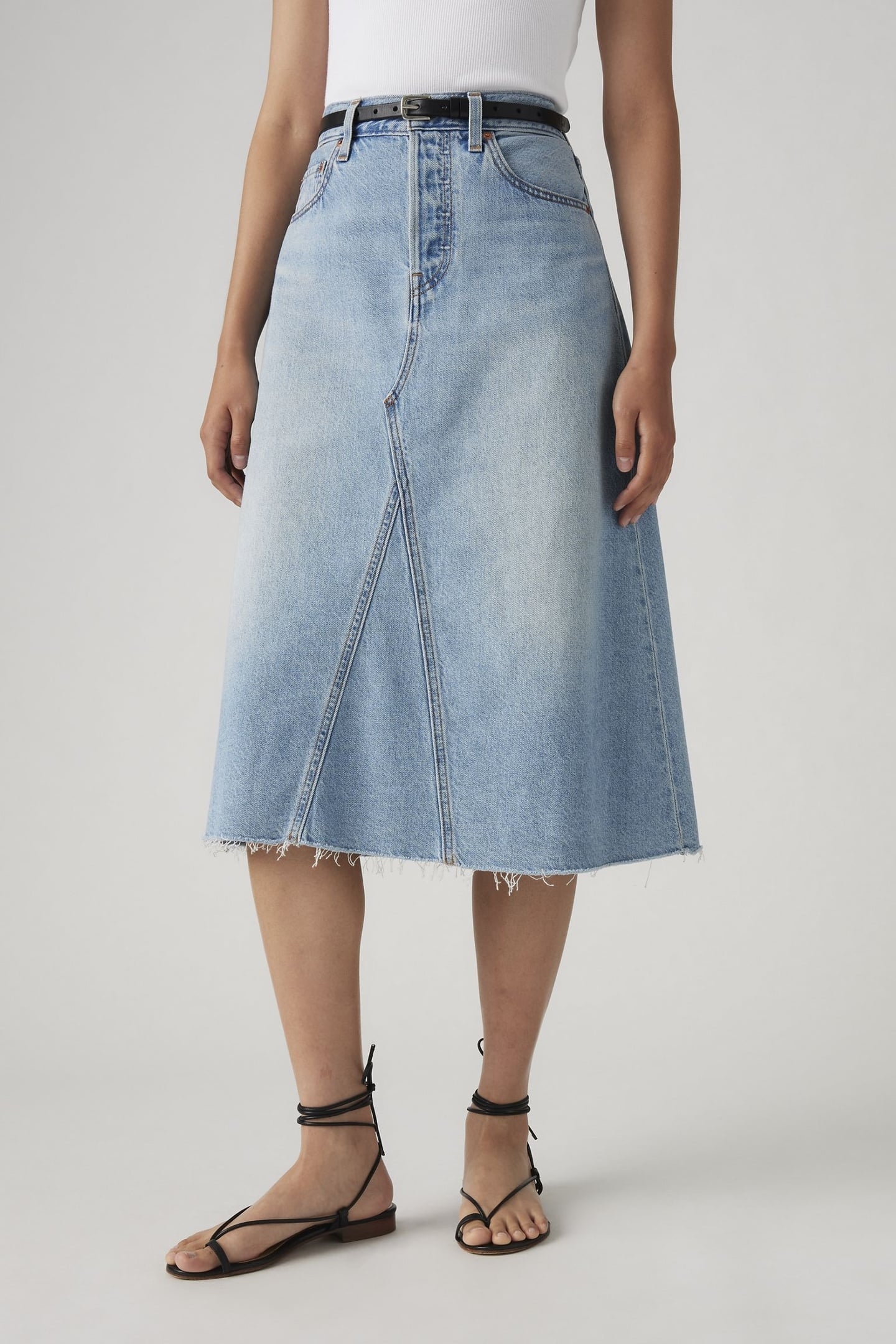HIGH RISE A LINE DECON SKIRT BLUE 4