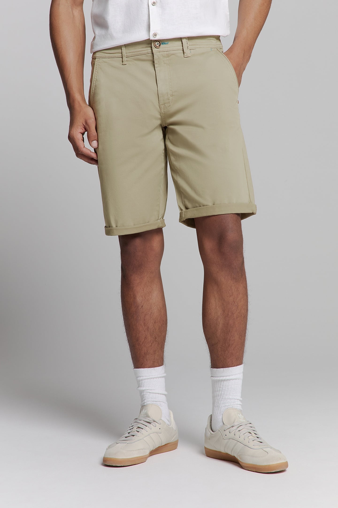 SHORT CHINO GARMENT DYED TWILL STRETCH LIGHT ARMY 2