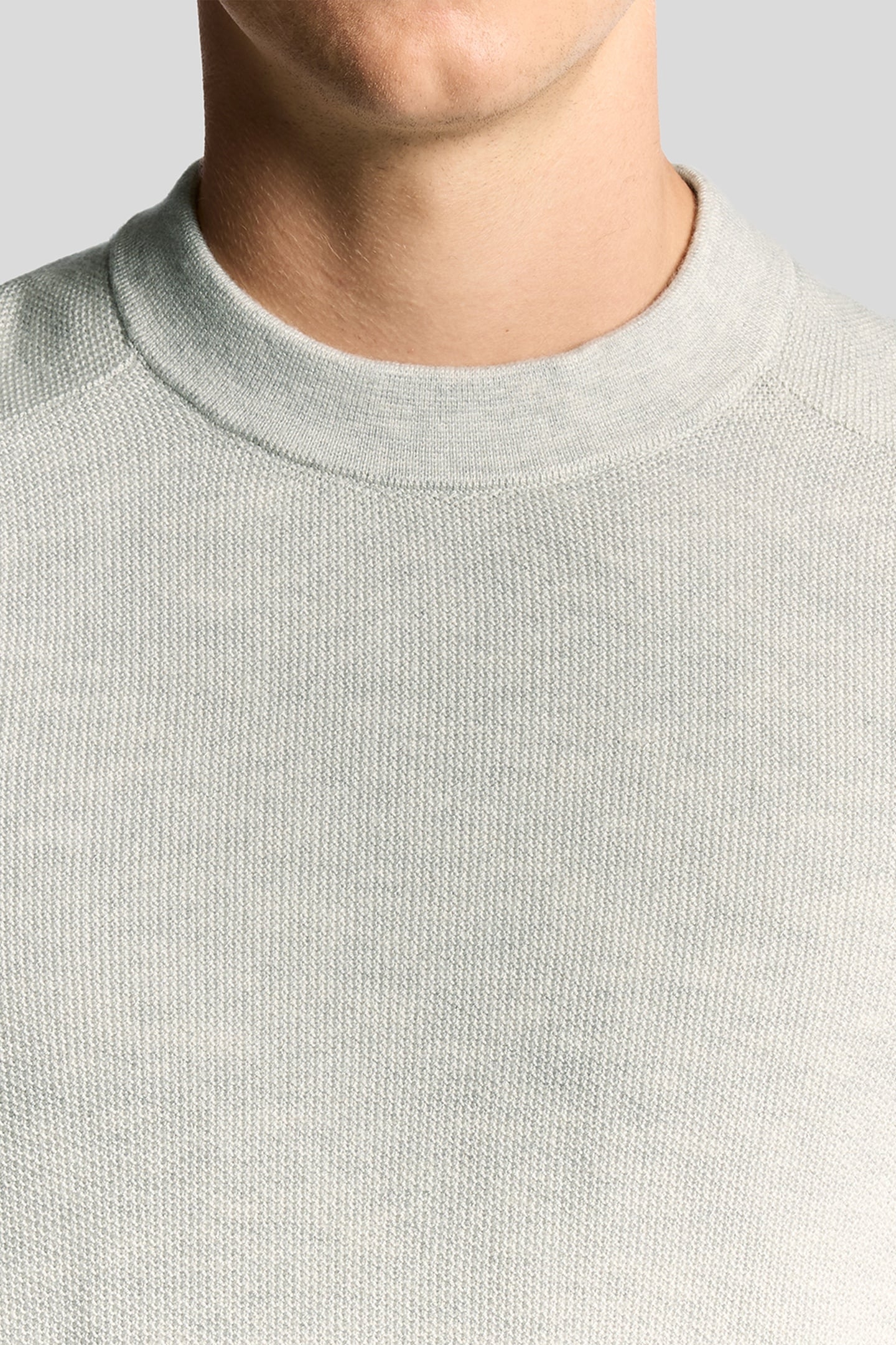 PIQUE MOCK NECK JUMPER LIGHT GREY MARL 5