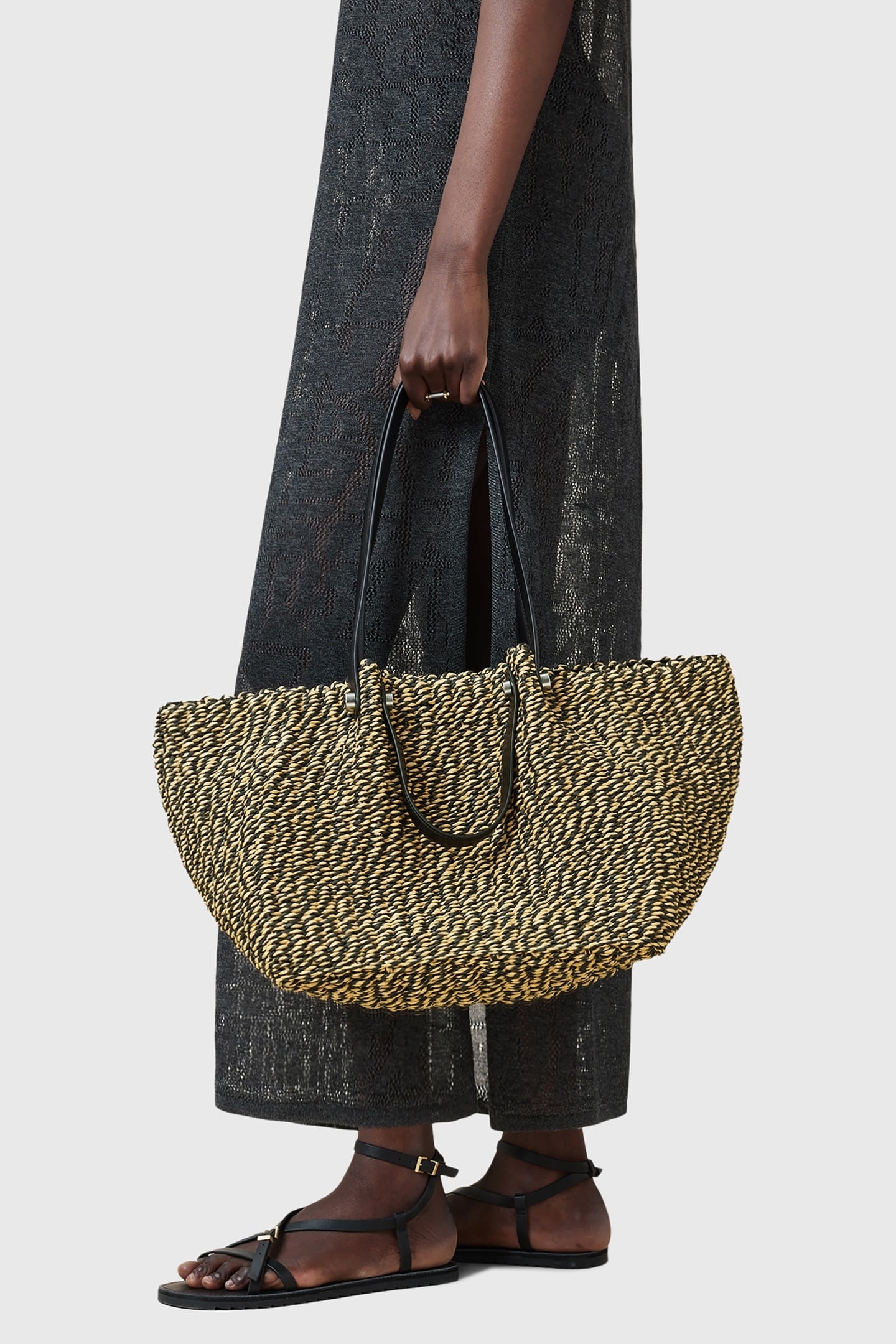 ALLINGTON PAPER TOTE BLACK/NATURAL 1