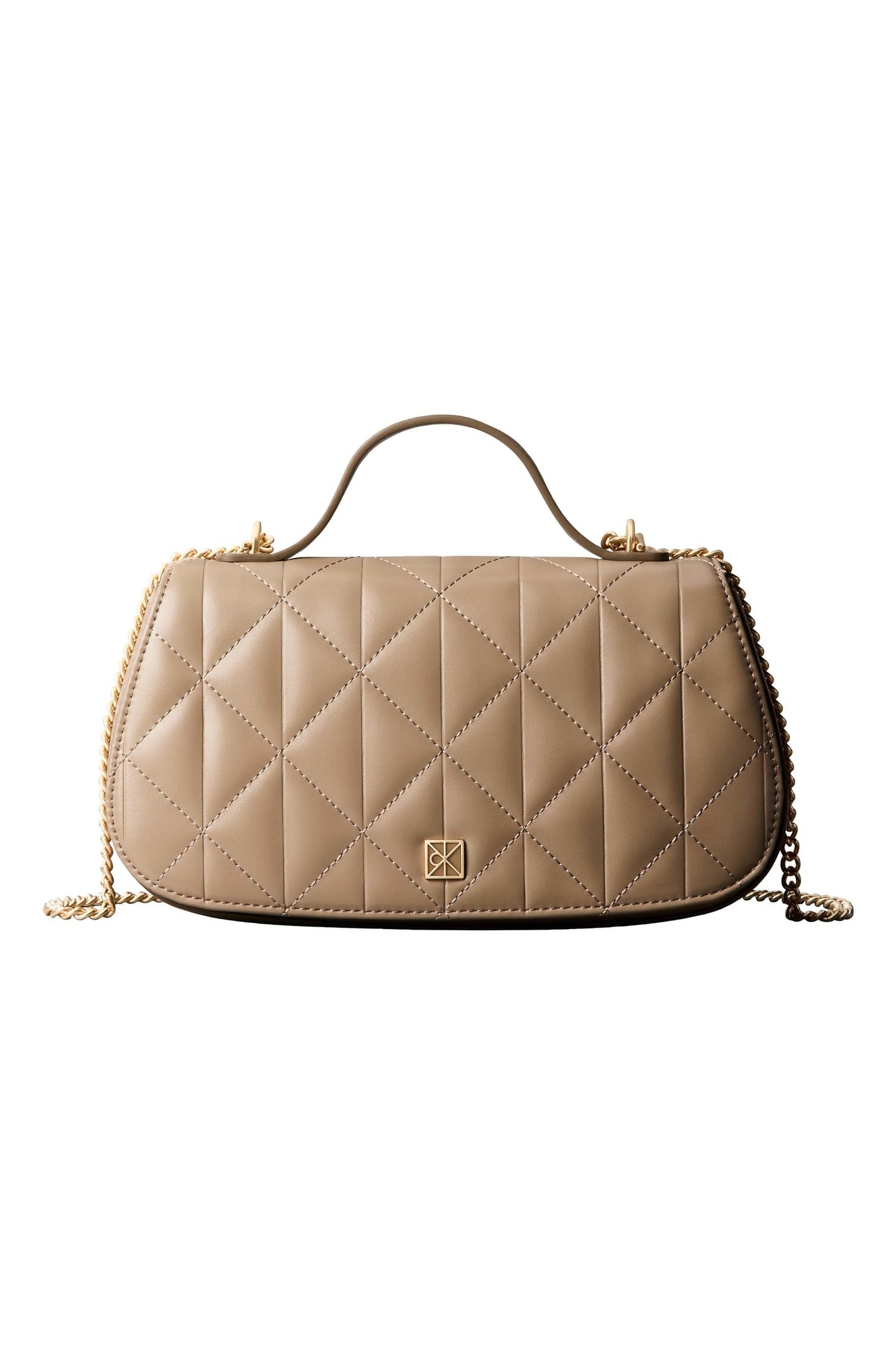 QUILTED TOP HANDLE CHAIN BAG DESERT TAUPE 2