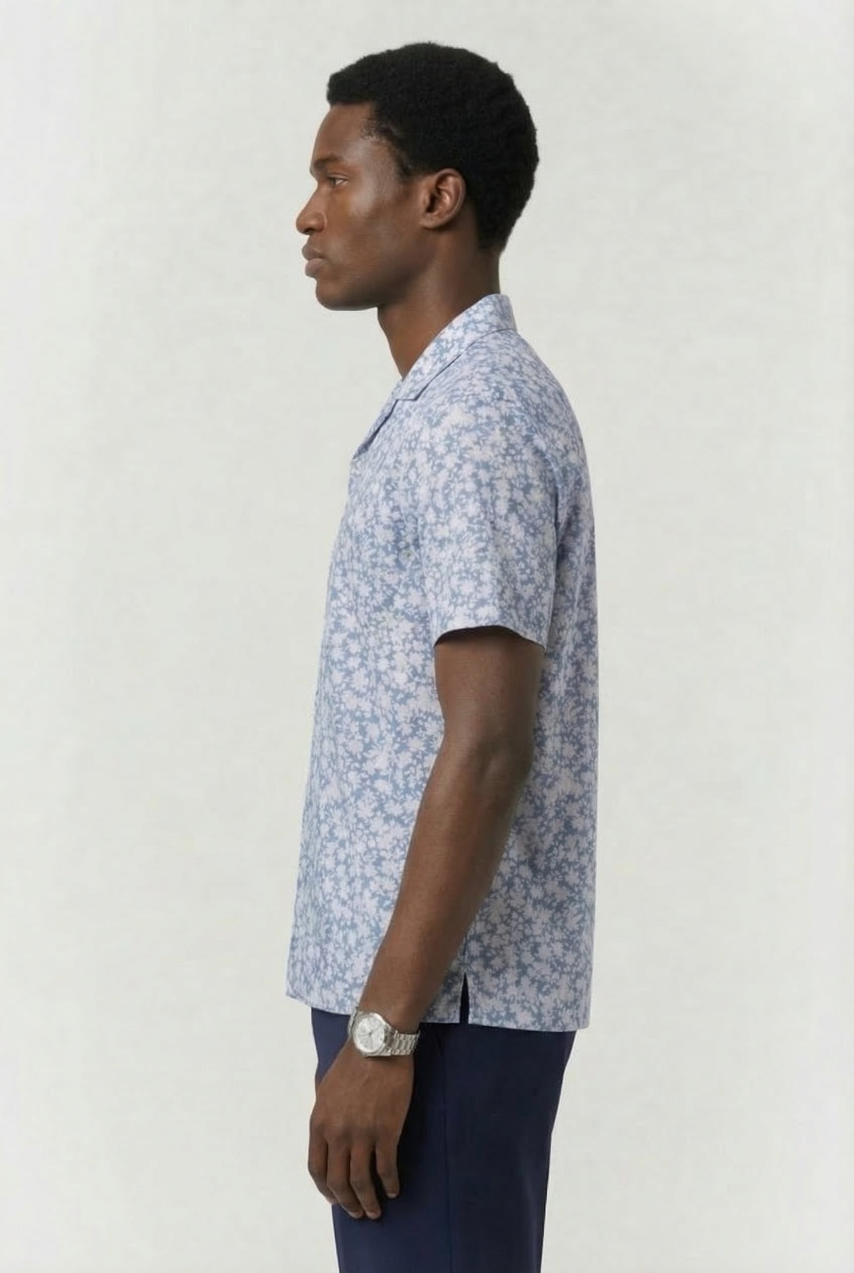 SHORT SLEEVE SHIRT IN BLUE FLORAL PRINT 3