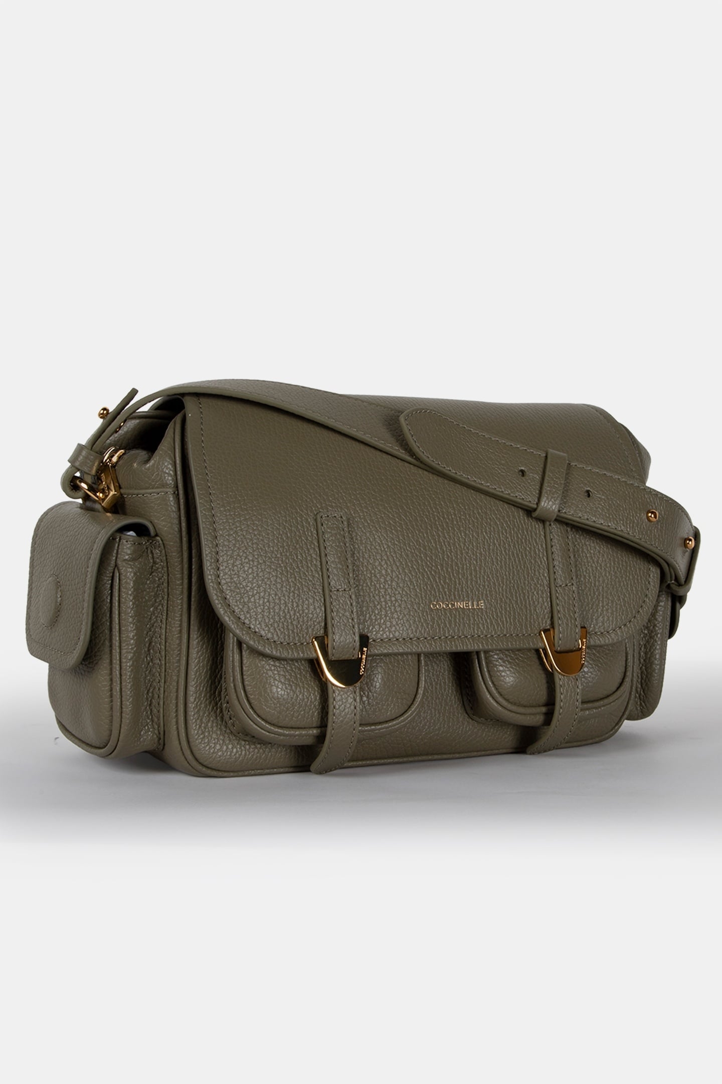 LEATHER CROSS BODY BAG WITH POCKETS IN GREEN 3