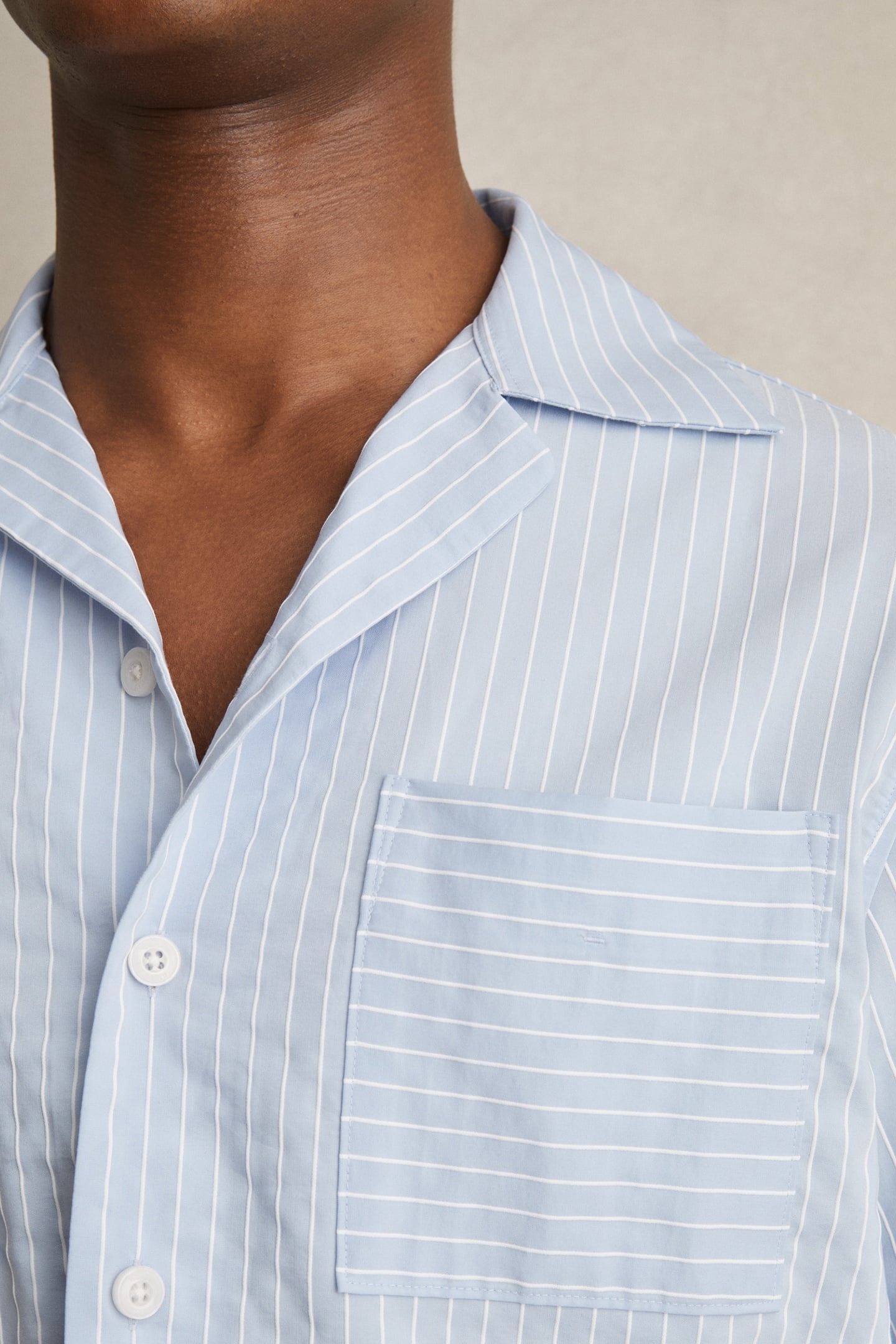 SS STRIPE TWIN POCKET CUBAN SHIRT SOFT BLUE/WHITE 5