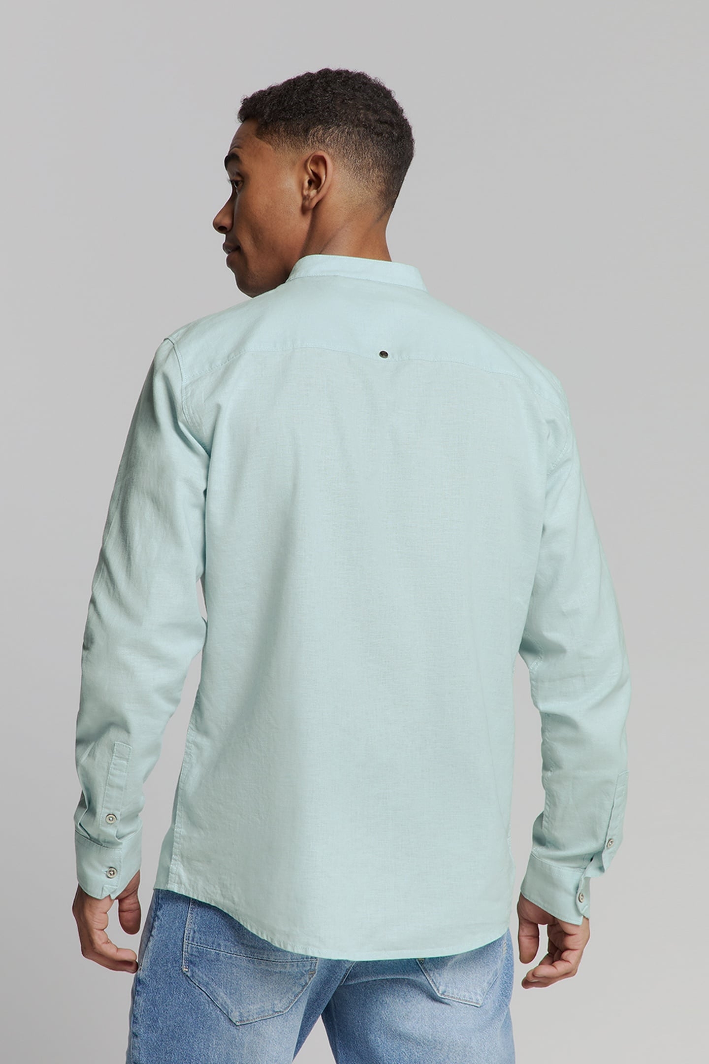 SHIRT GRANDDAD SOLID WITH LINEN ICE 2