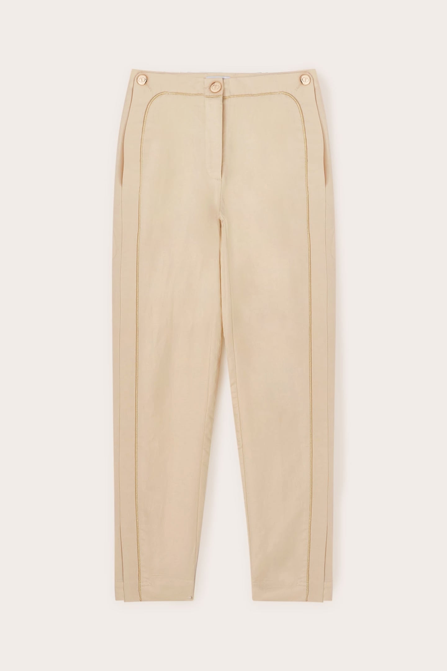 TROUSERS WITH PIPING AND SLIT AT THE HEM BEIGE 8