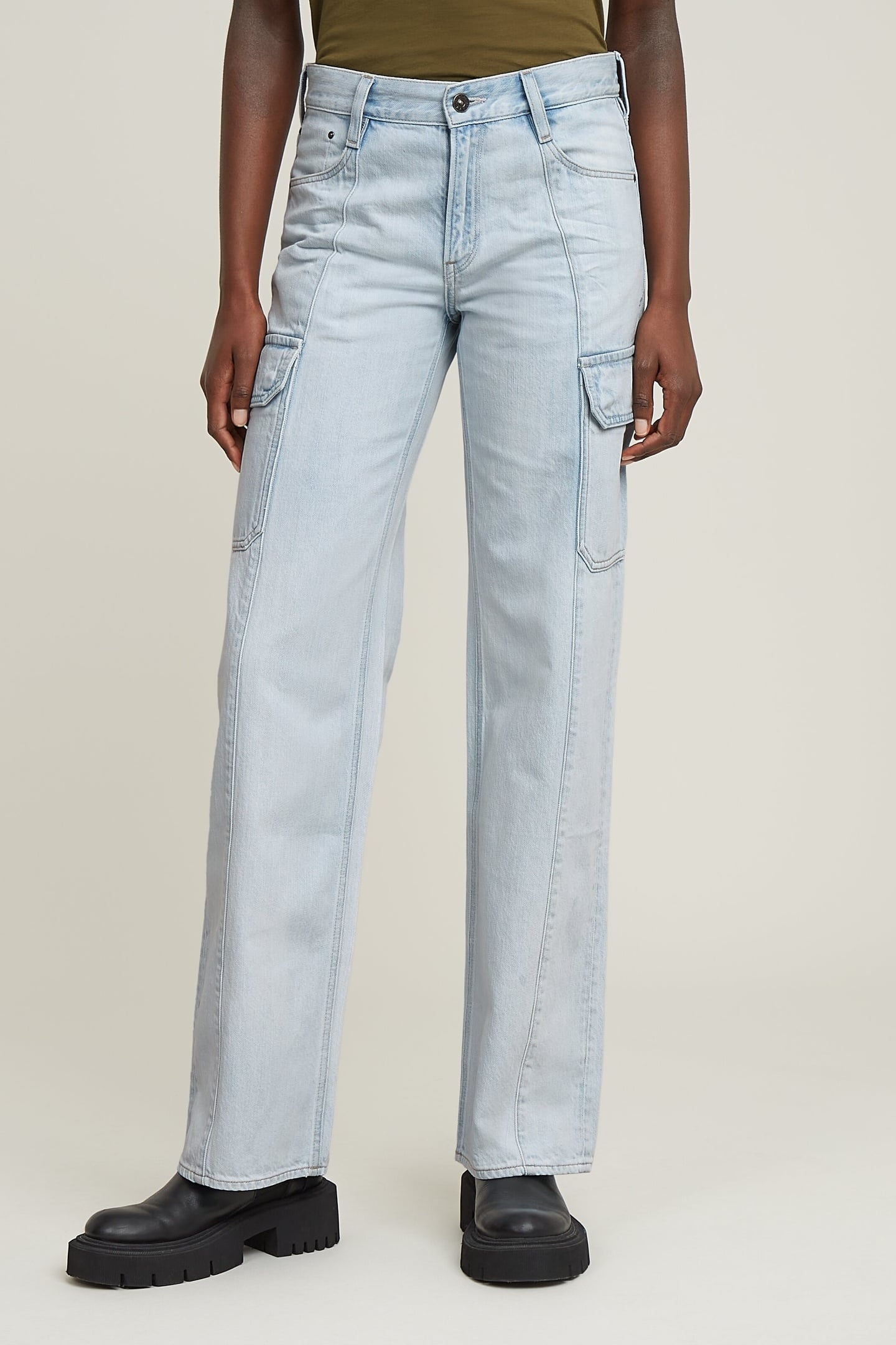 JUDEE CARGO DENIM JEANS SUN FADED PISCINA BLUE 2