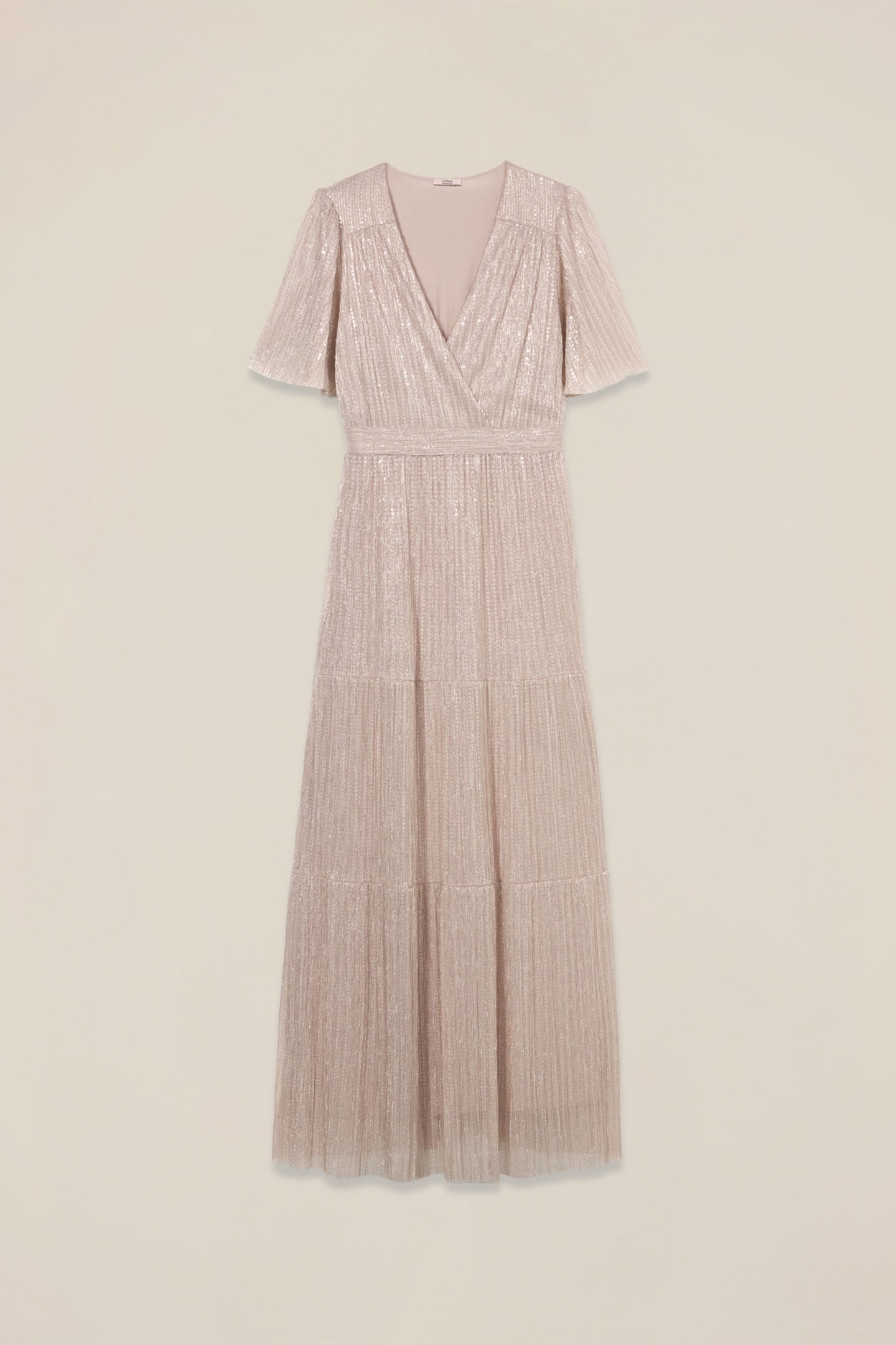 LONG PLEATED LUREX DRESS PINK 3