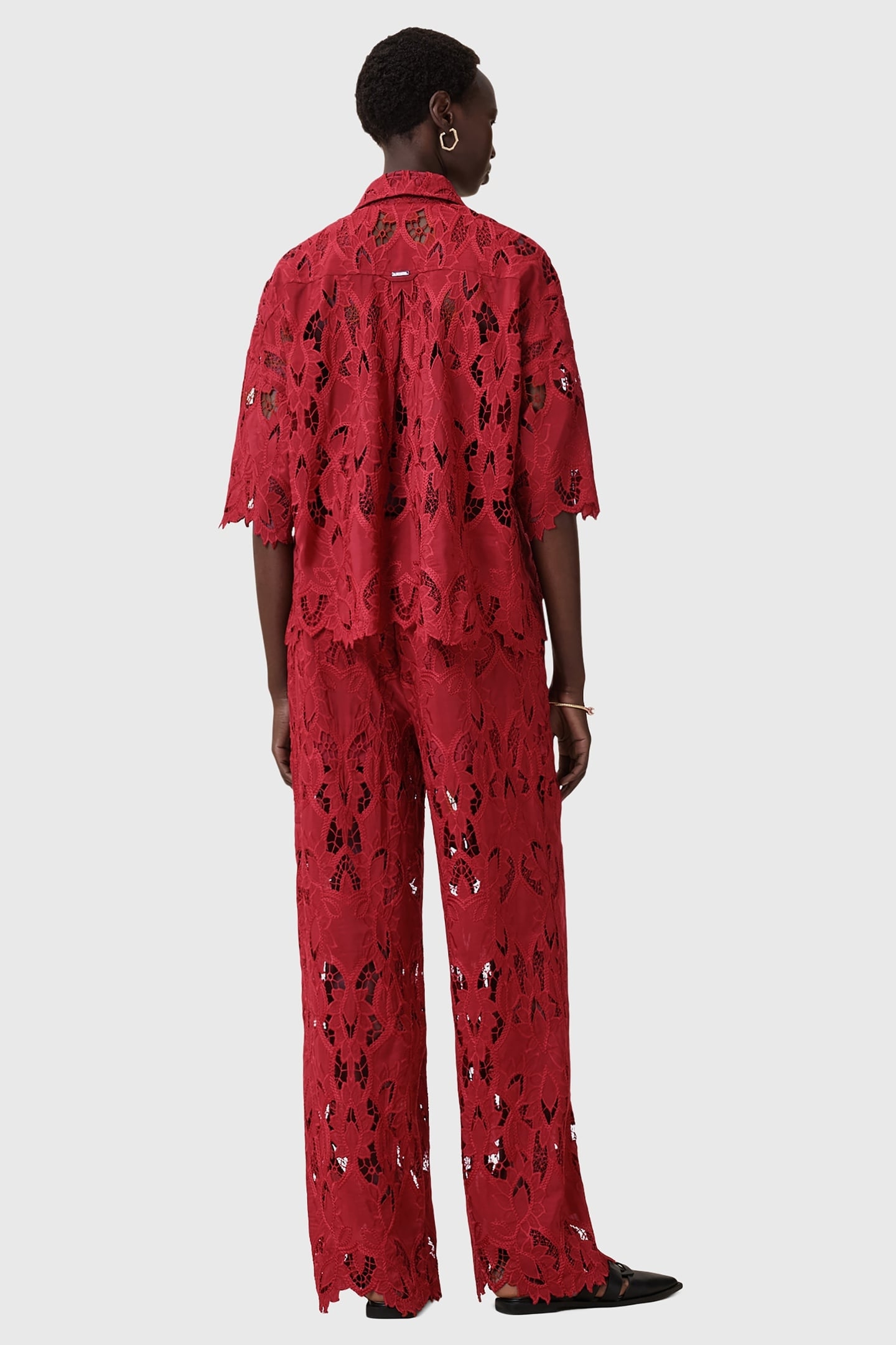 CHARLI EMB TROUSER BURNT BRICK RED 4