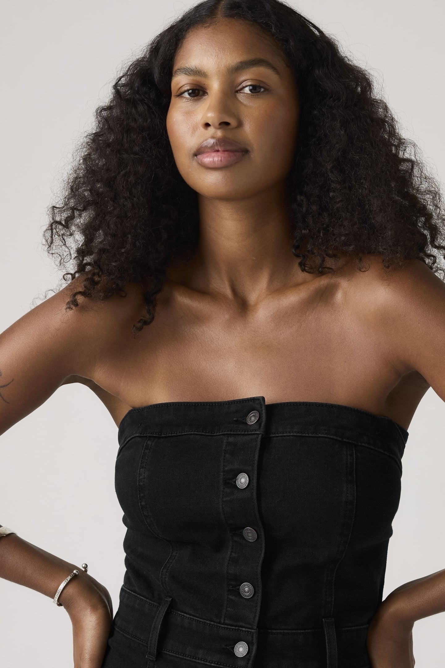 DENIM BUSTIER DRESS BLACK 7