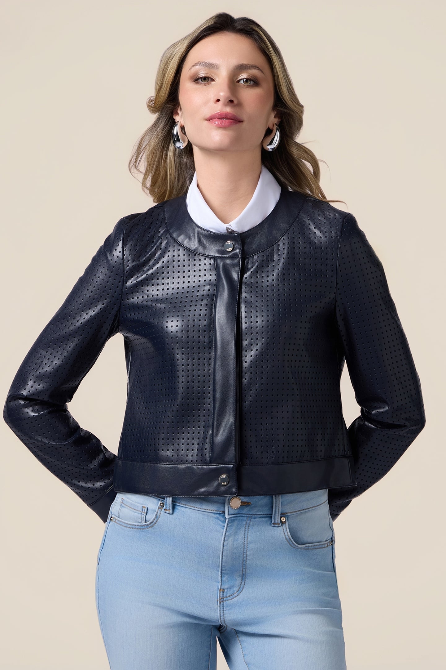 SHORT PERFORATED JACKET BLUE 1